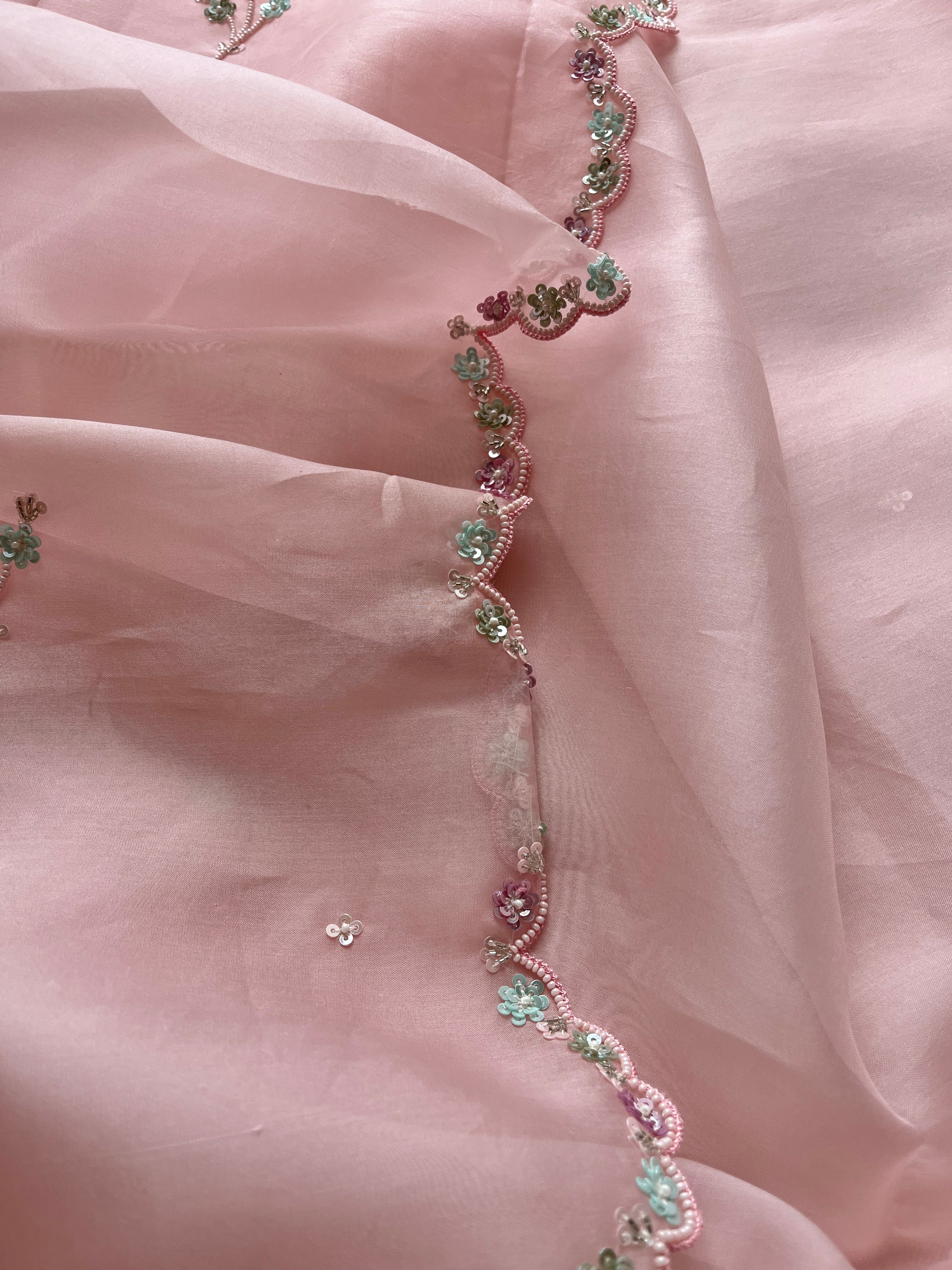 Pink Organza Saree