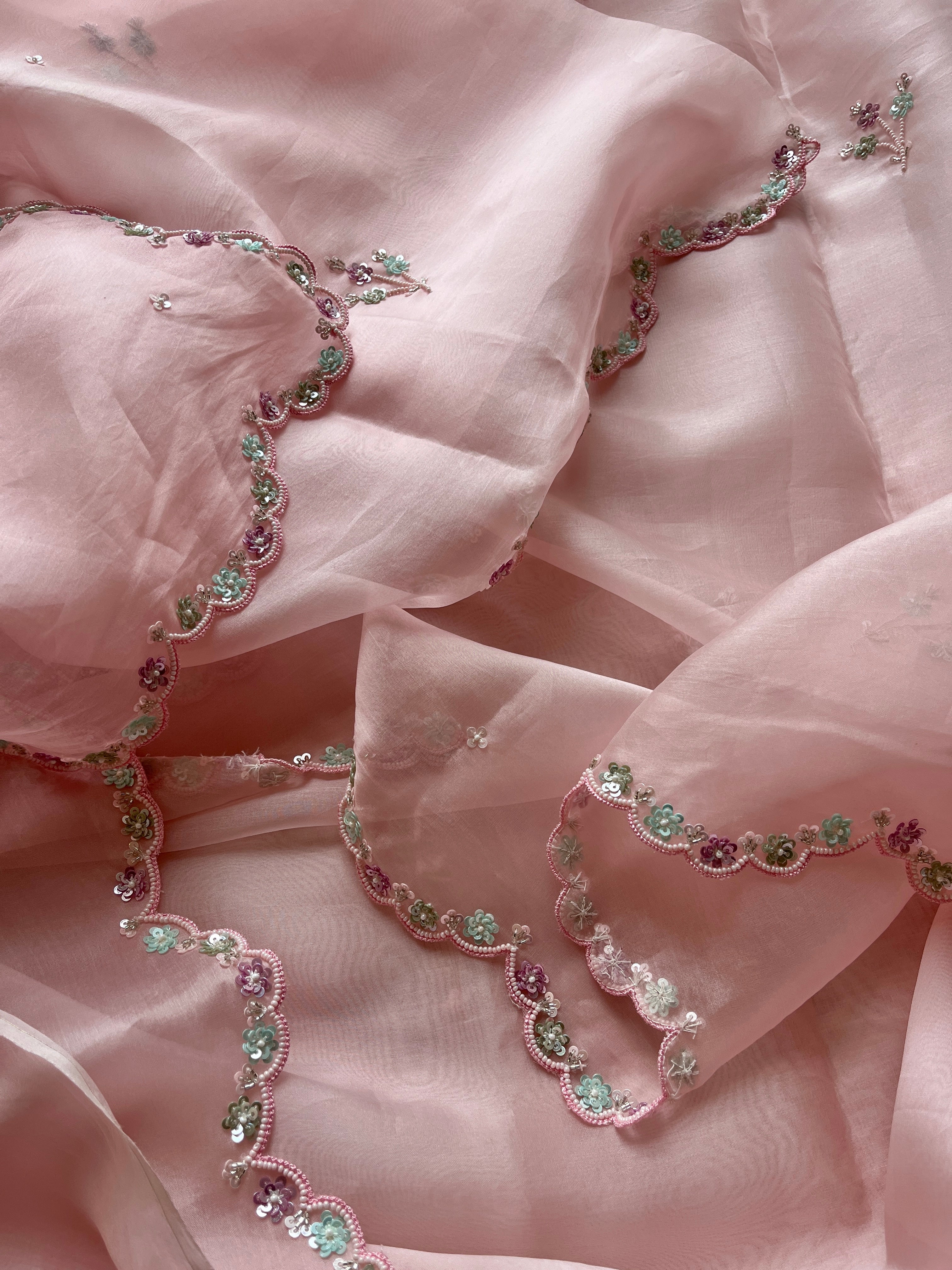 Pink Organza Saree