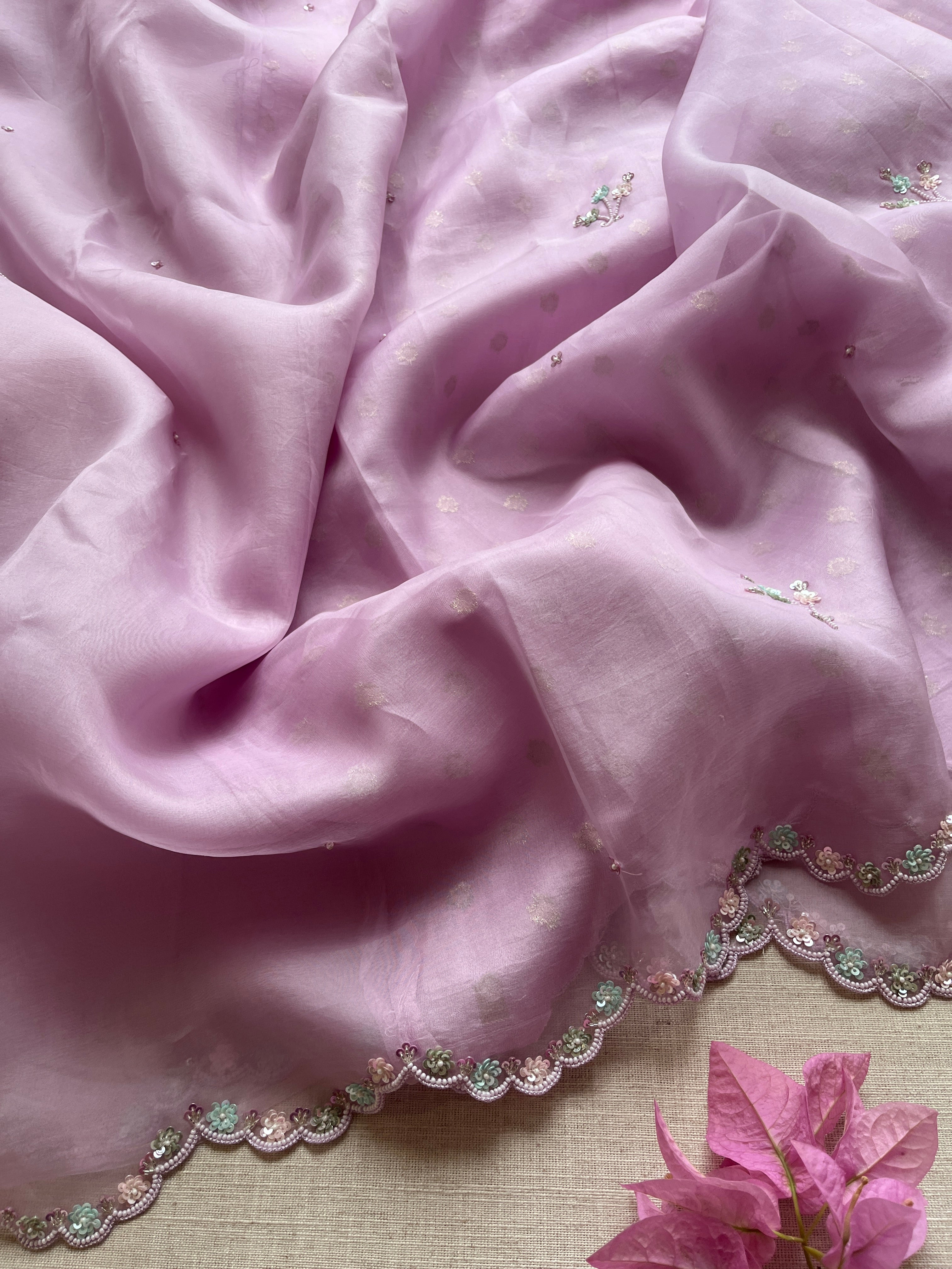 Lavender Organza Saree