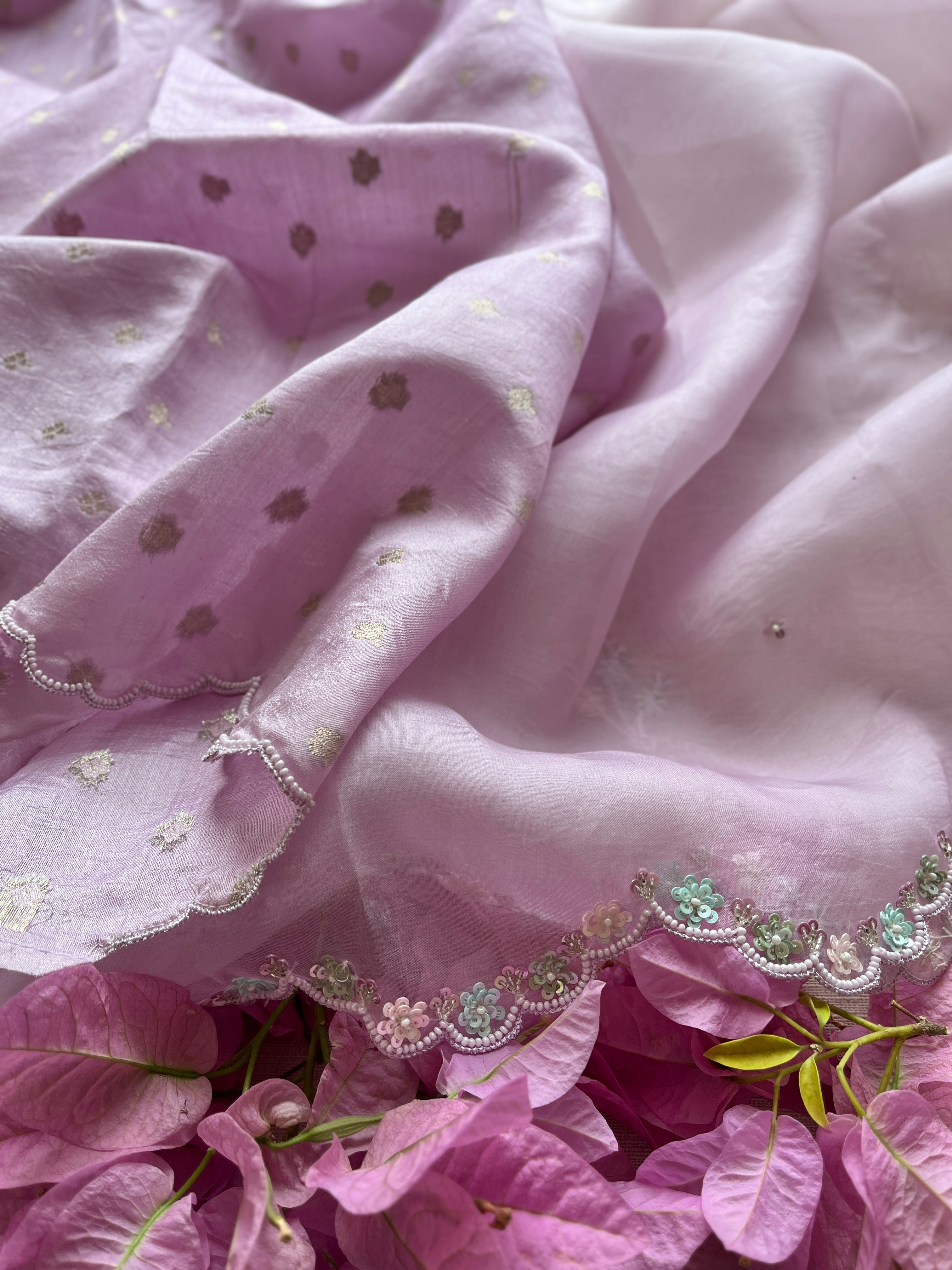 Lavender Organza Saree