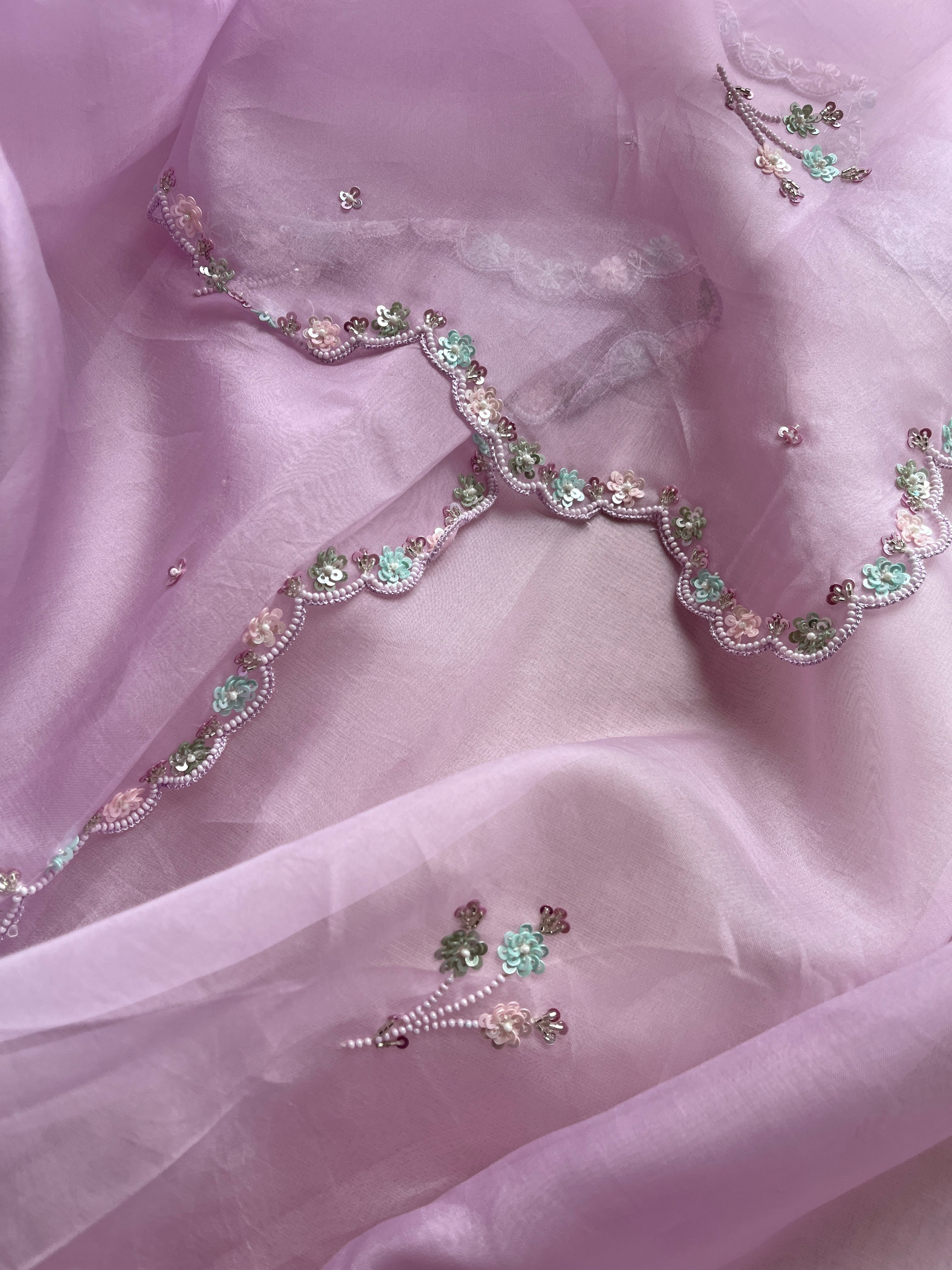Lavender Organza Saree