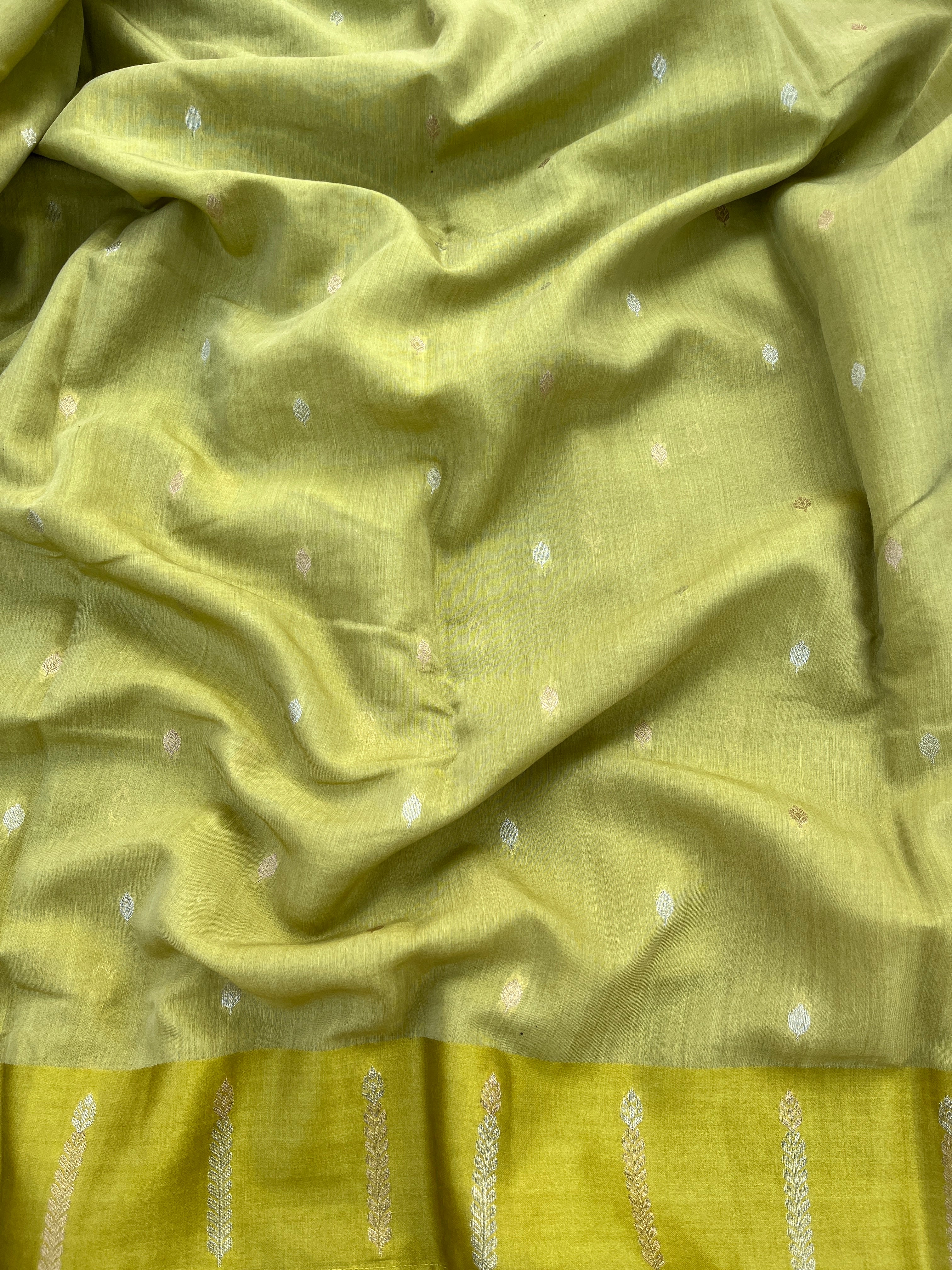 Lime green Silk cotton saree