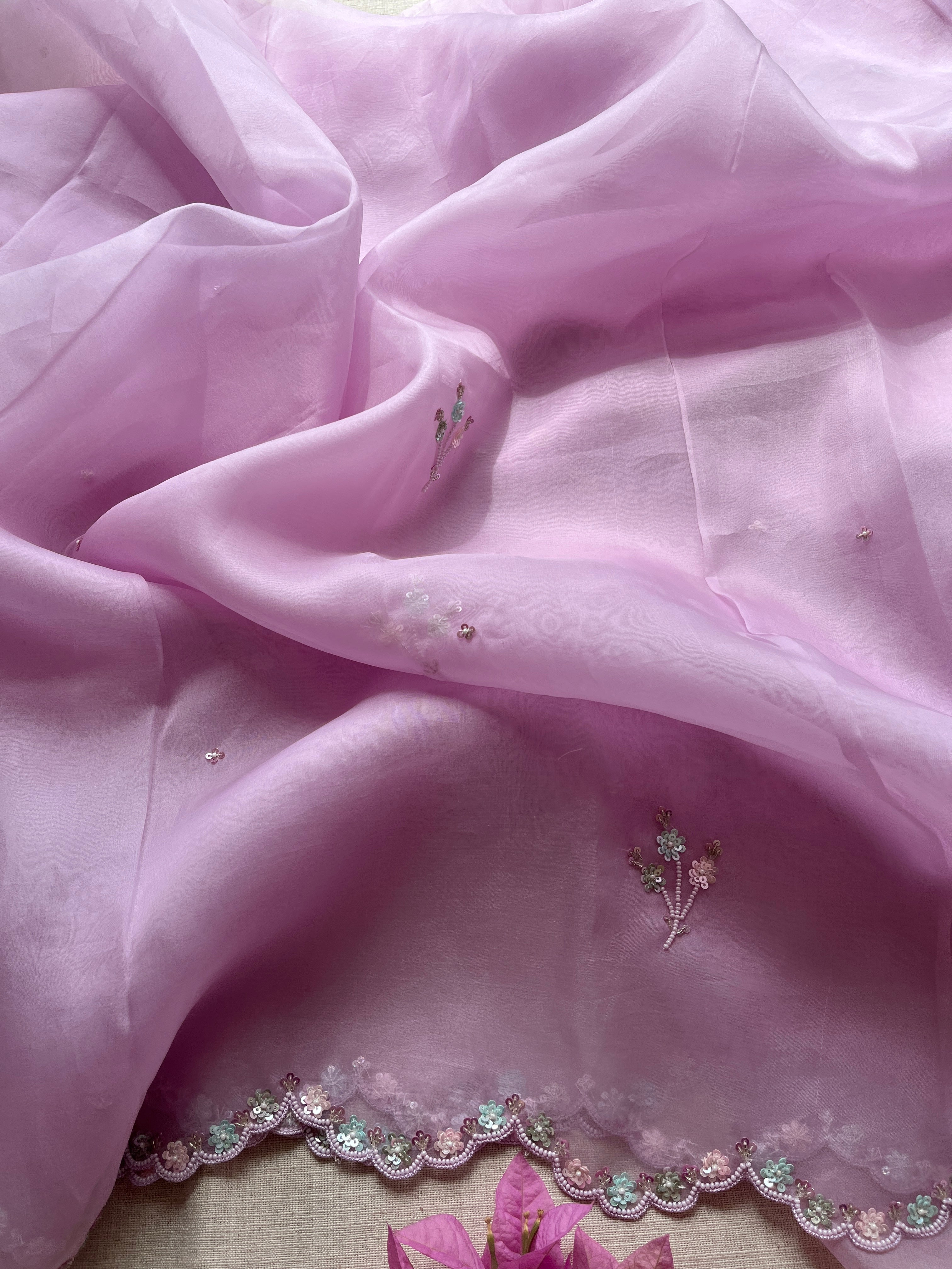 Lavender Organza Saree