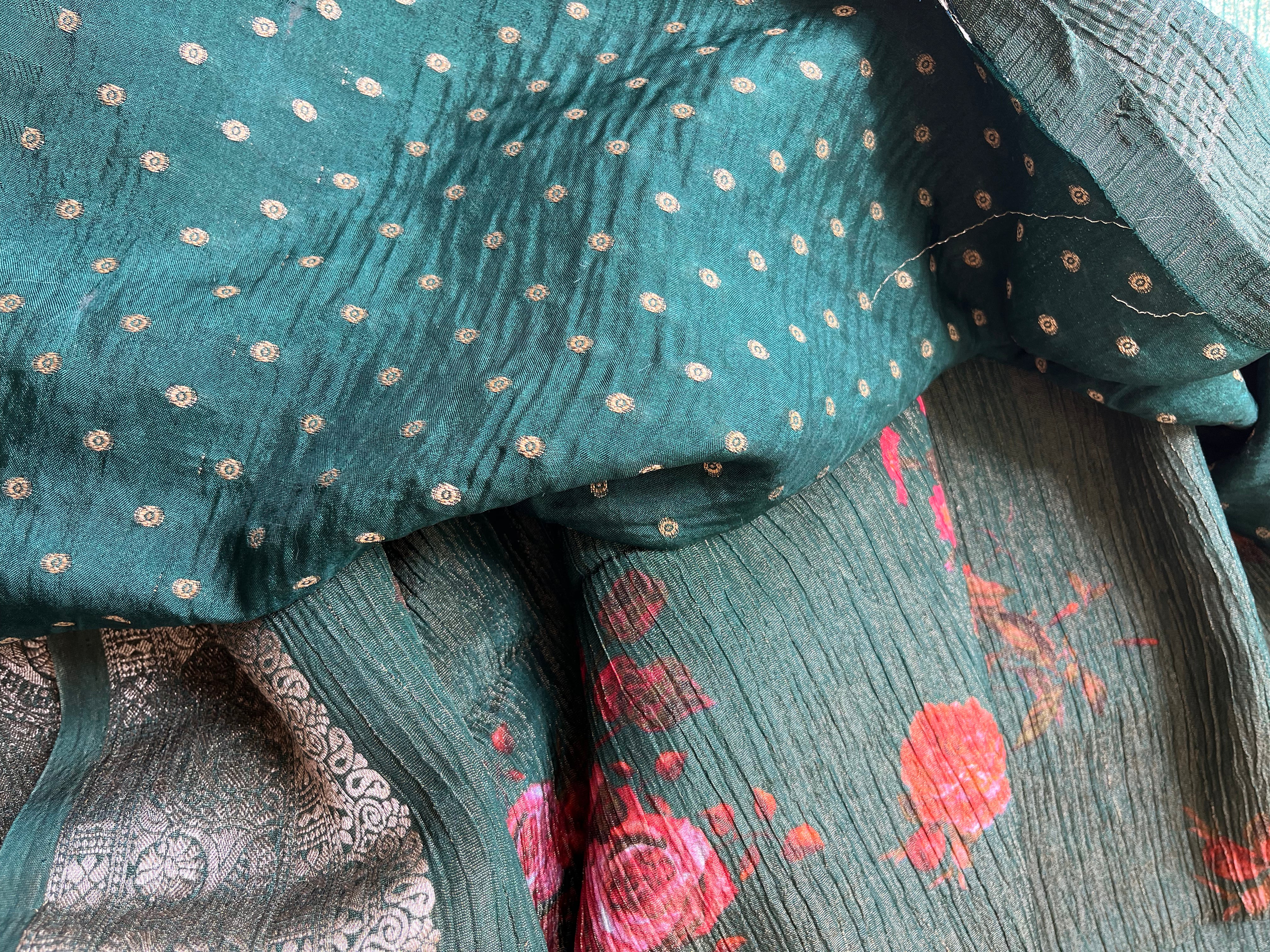 Blue, Green, Grey & Brown Tissue Georgette Sarees