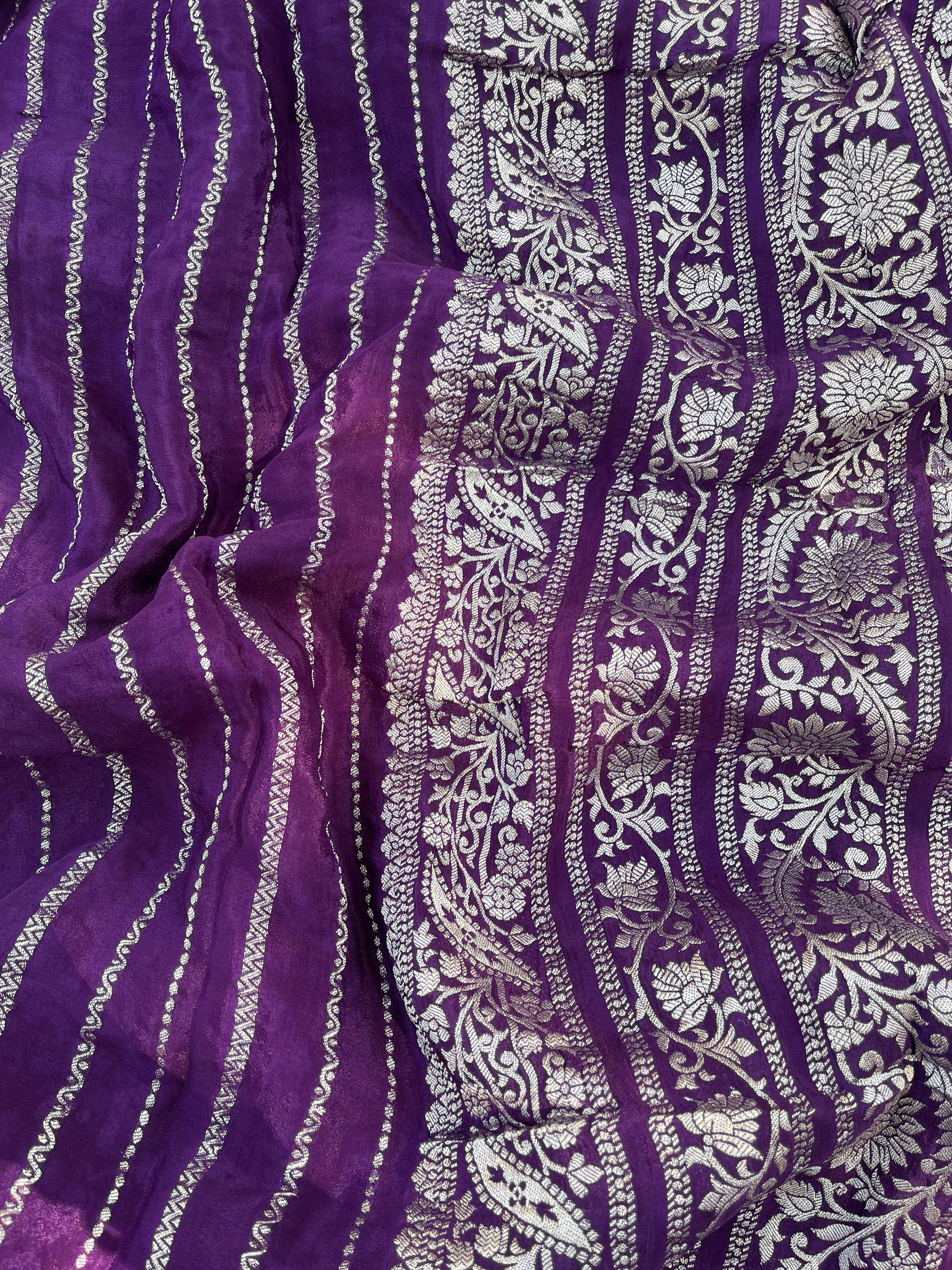 Purple Banaras Georgette Saree