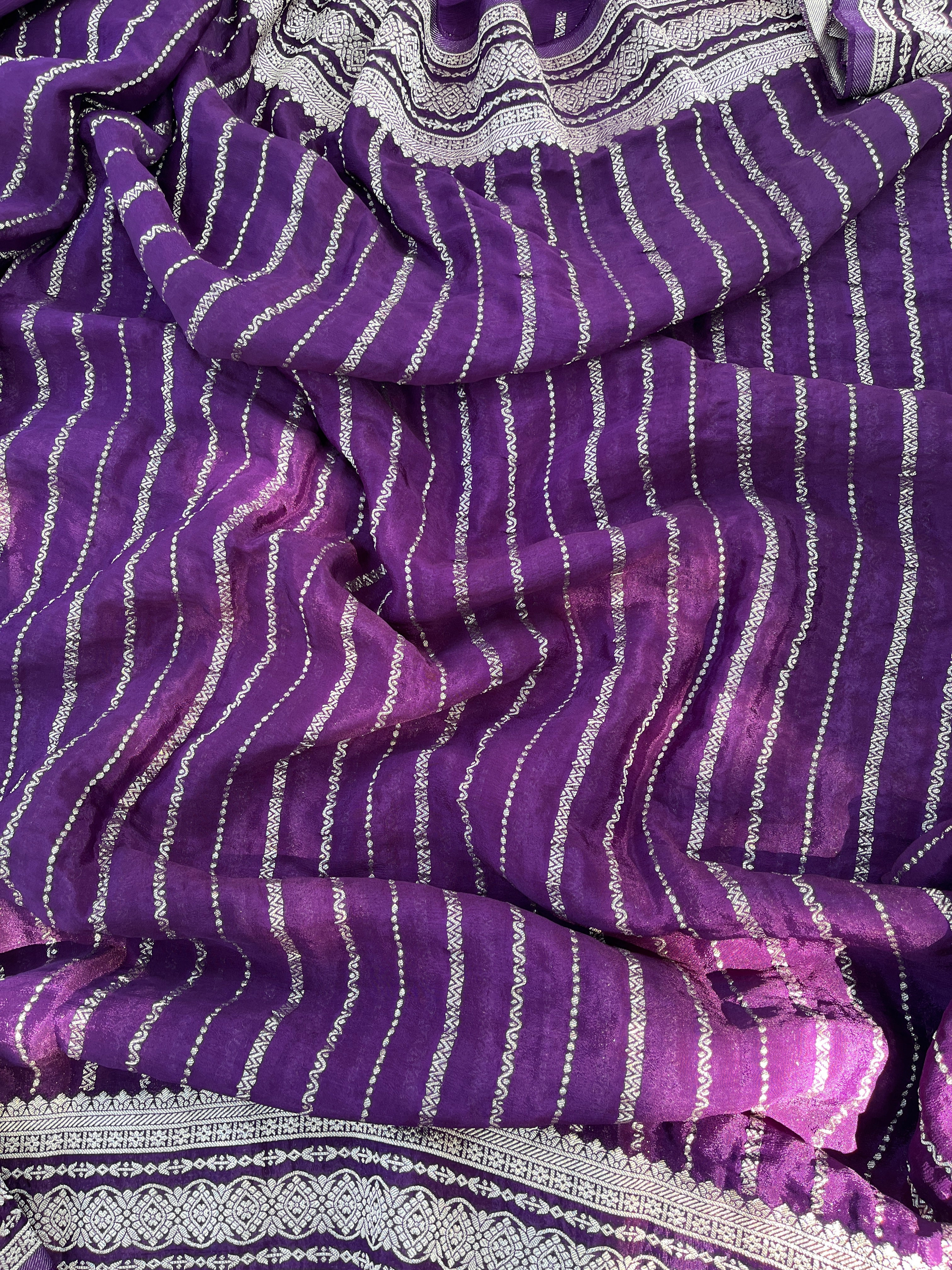 Purple Banaras Georgette Saree
