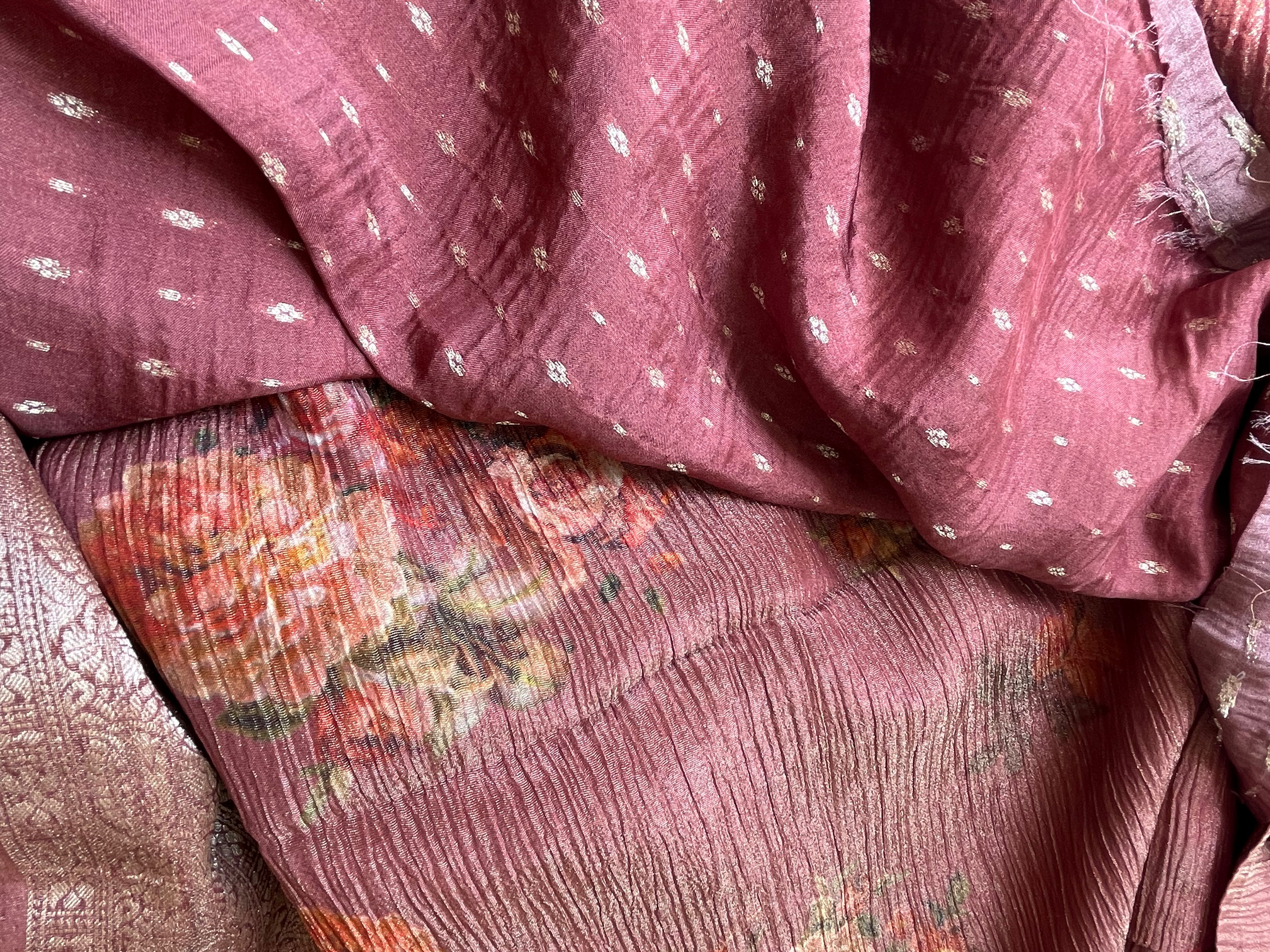 Blue, Green, Grey & Brown Tissue Georgette Sarees