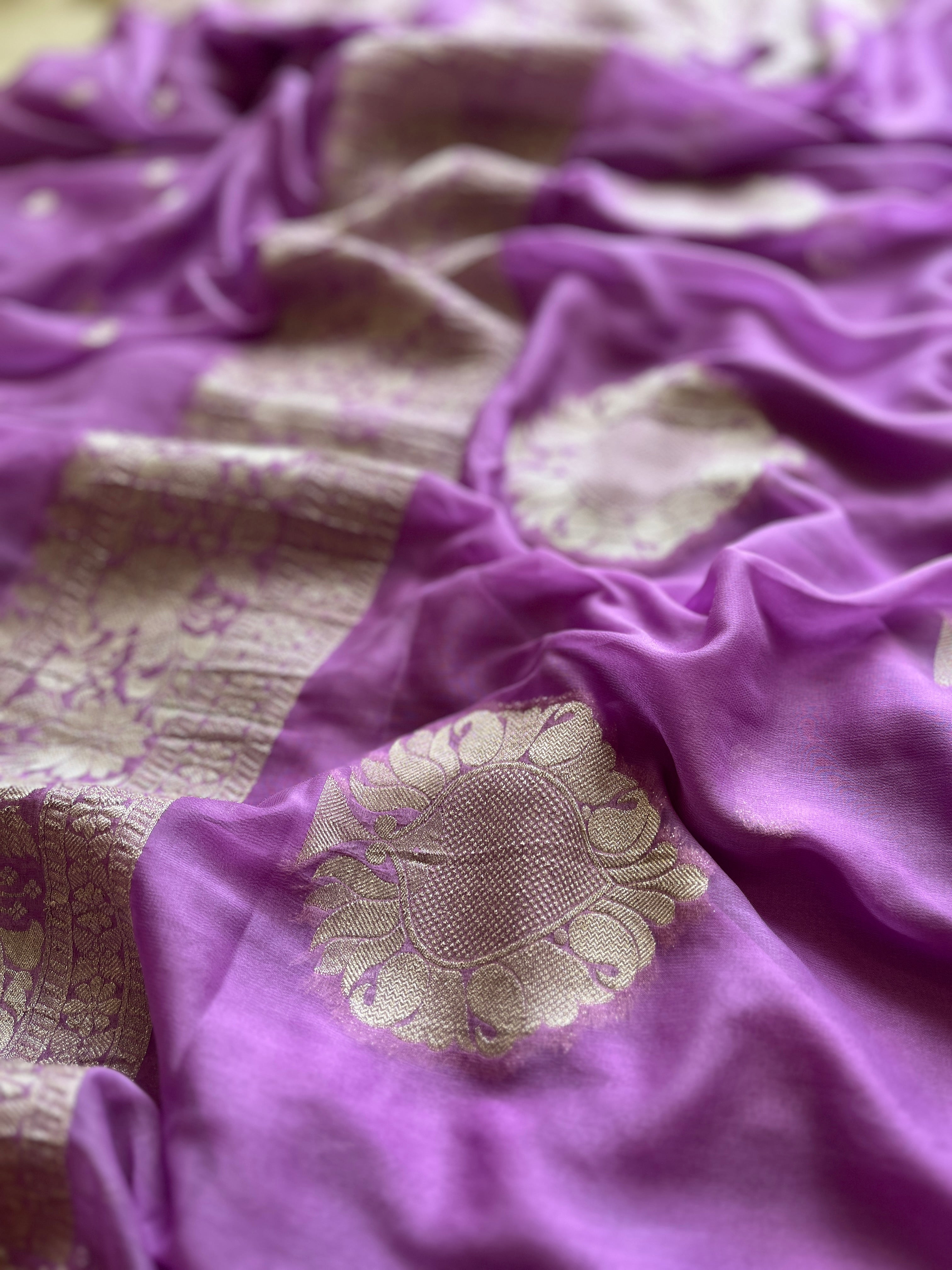 Lavender Chiffon Saree