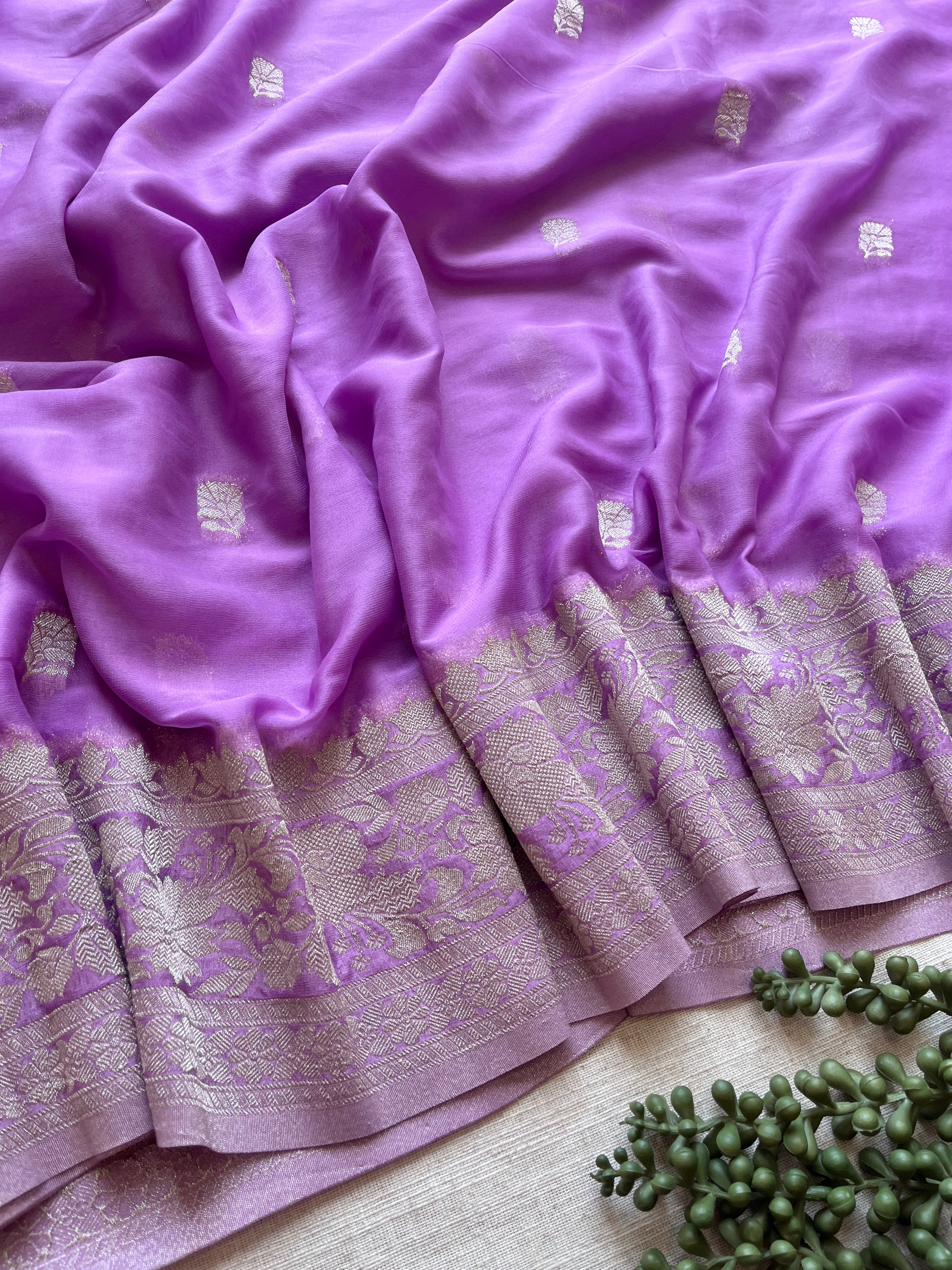 Lavender Chiffon Saree