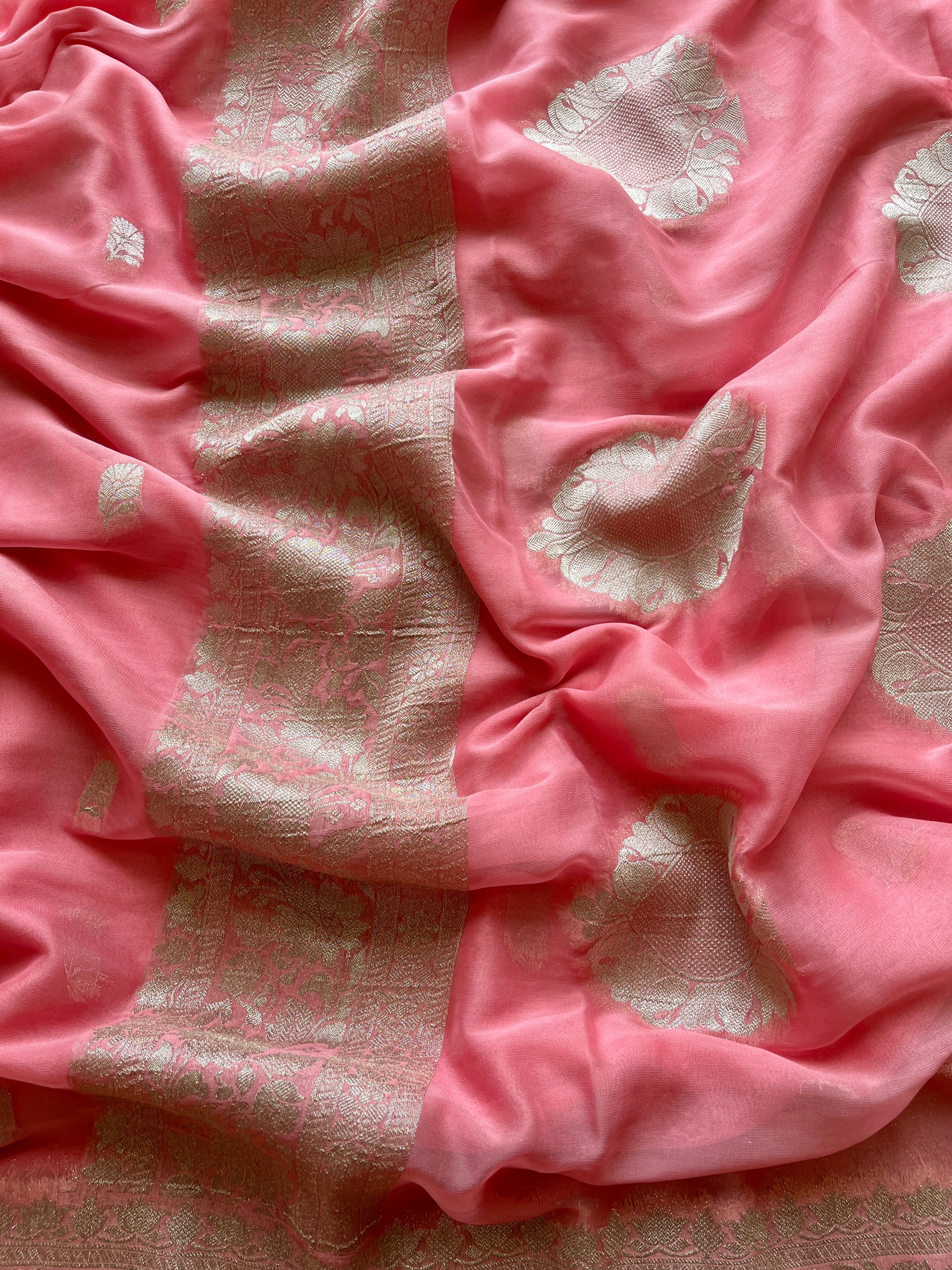 Peach Chiffon Saree