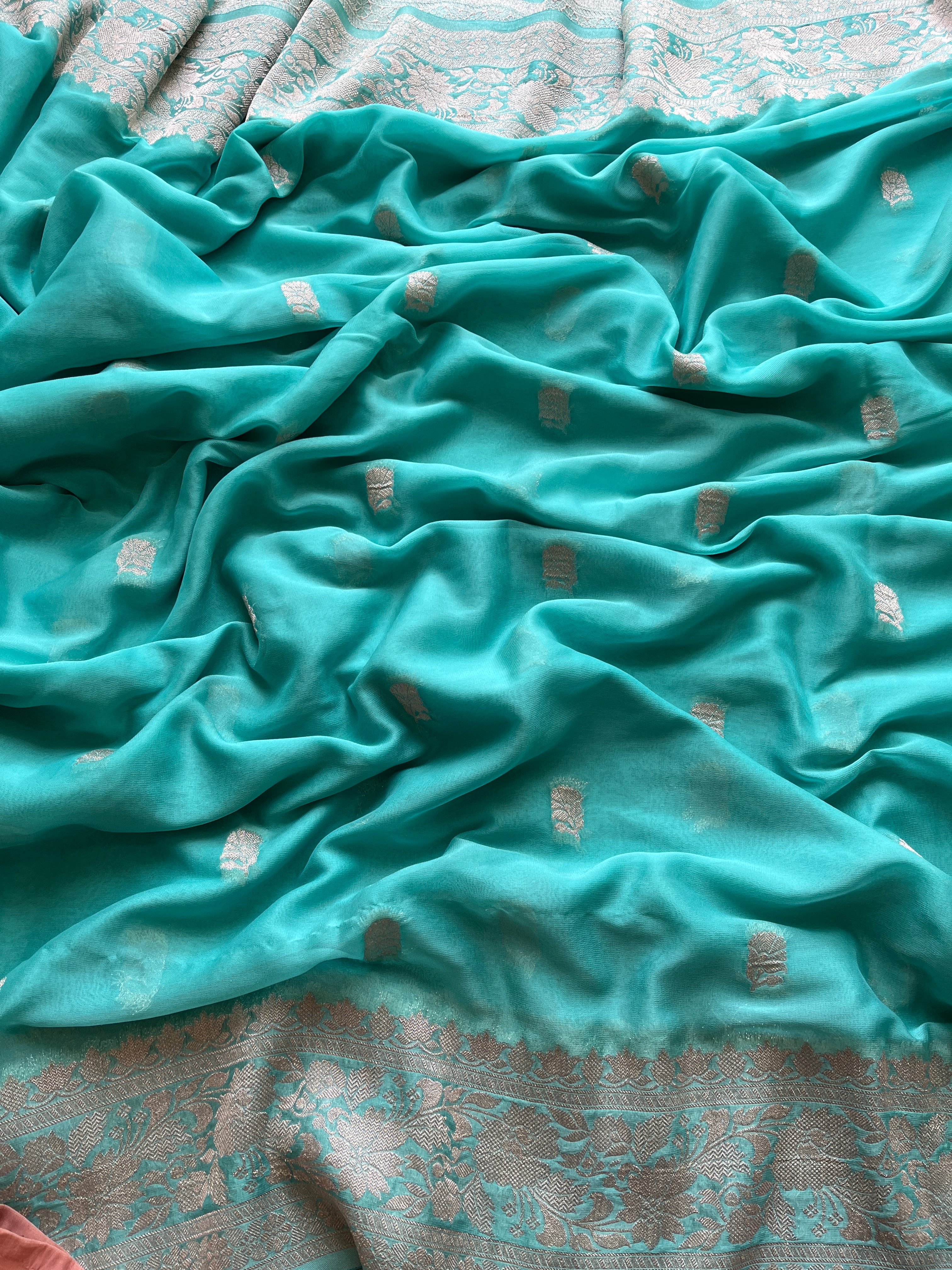 Blue Chiffon Saree