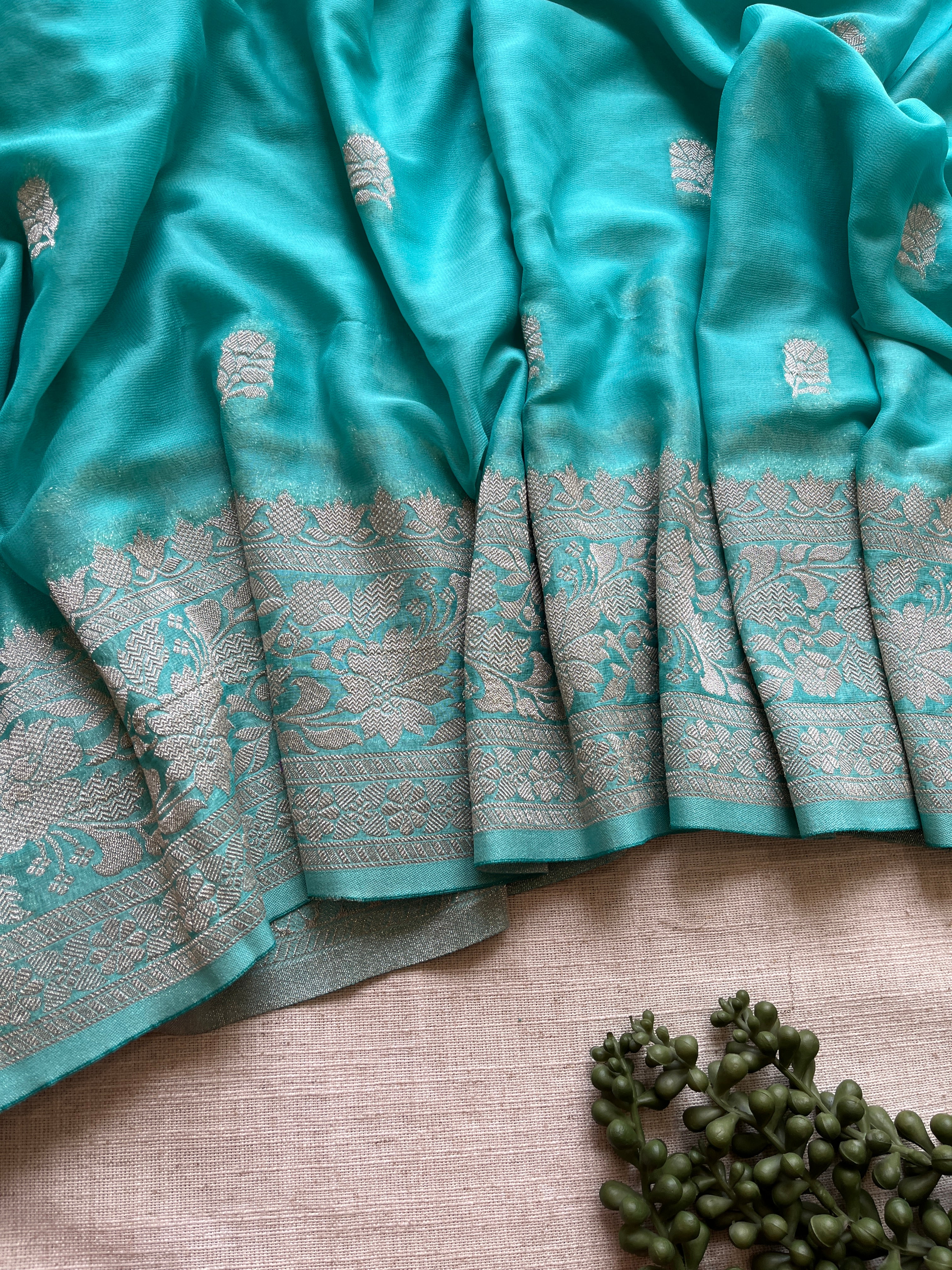 Blue Chiffon Saree