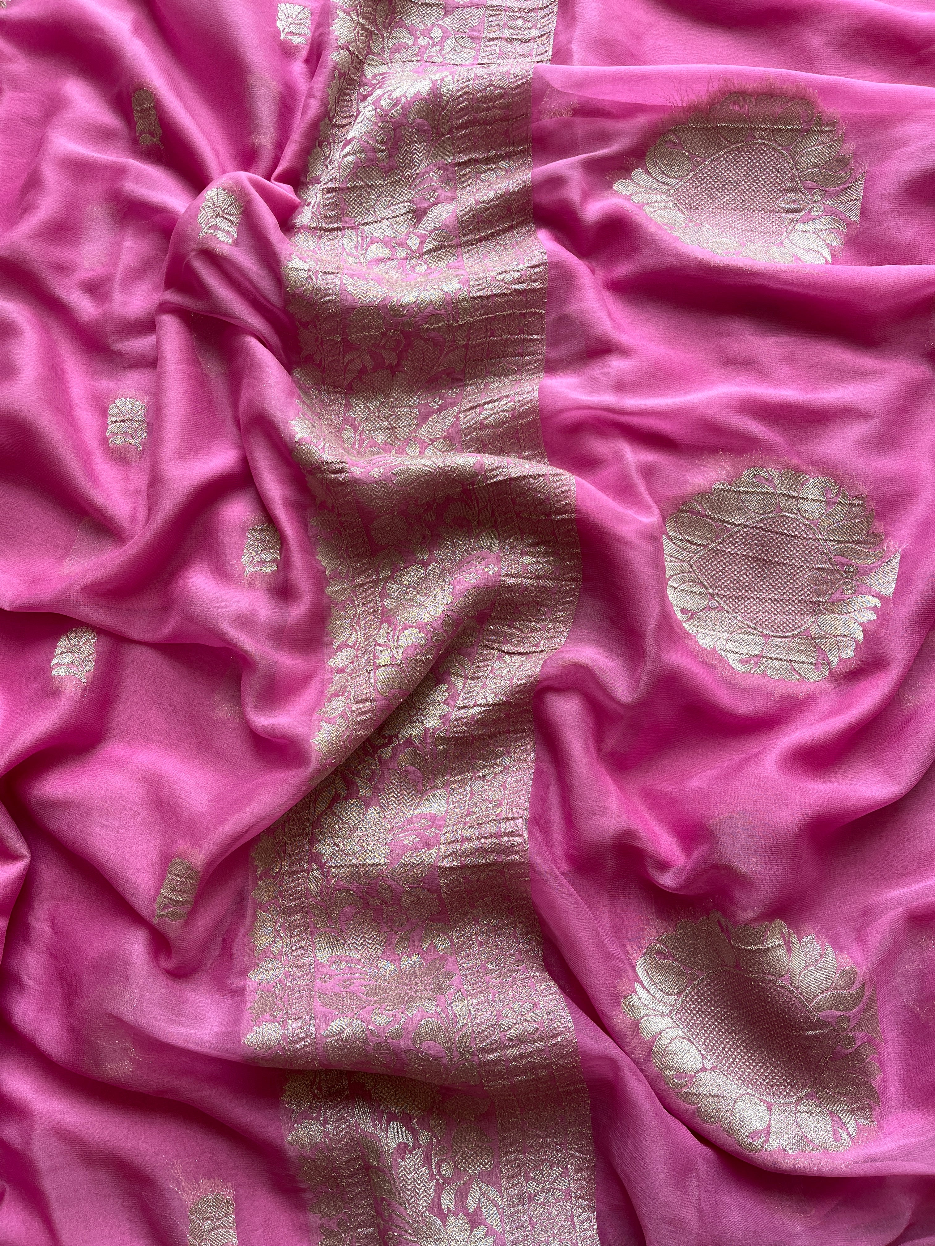 Pink Chiffon Saree