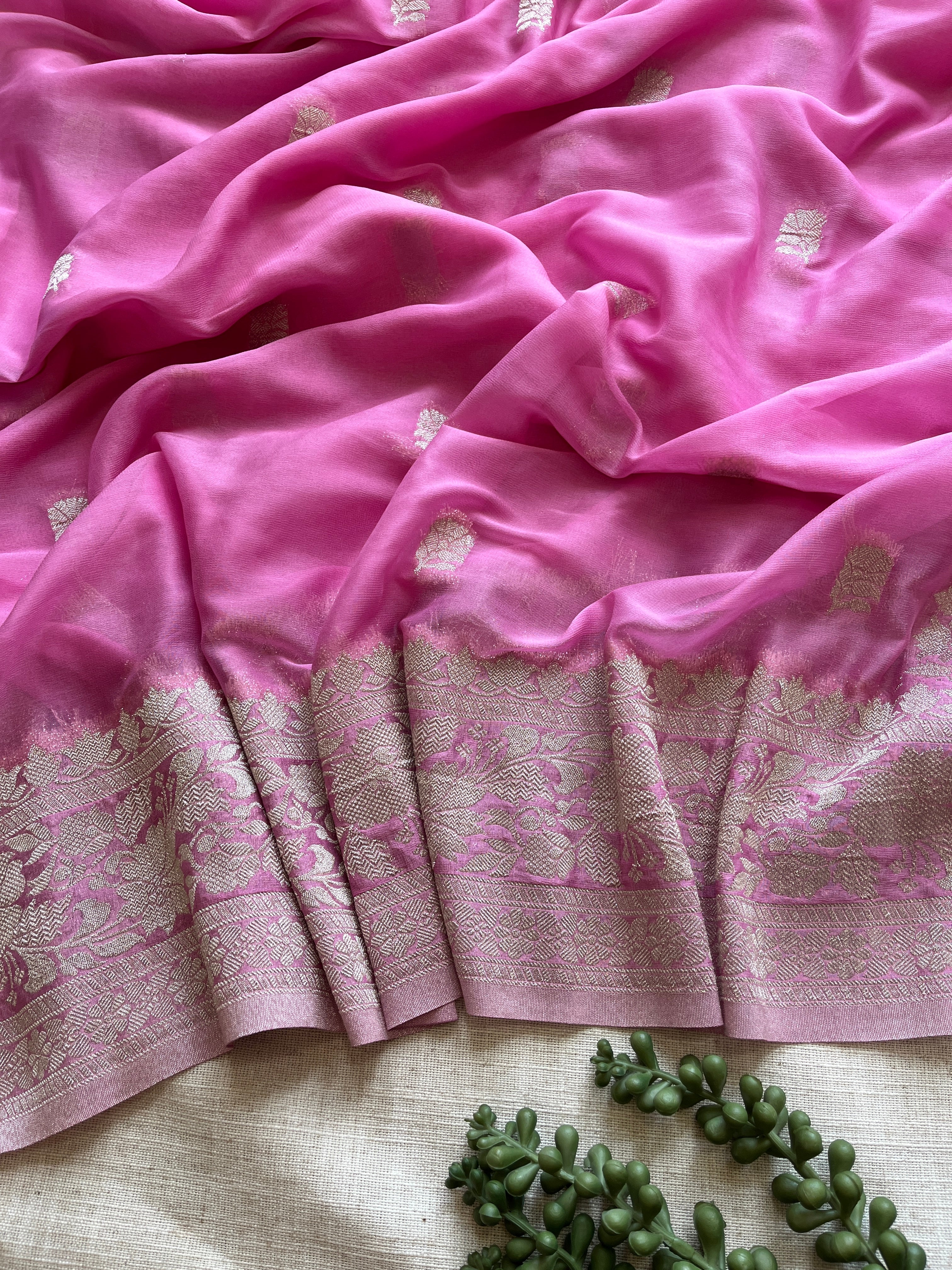 Pink Chiffon Saree