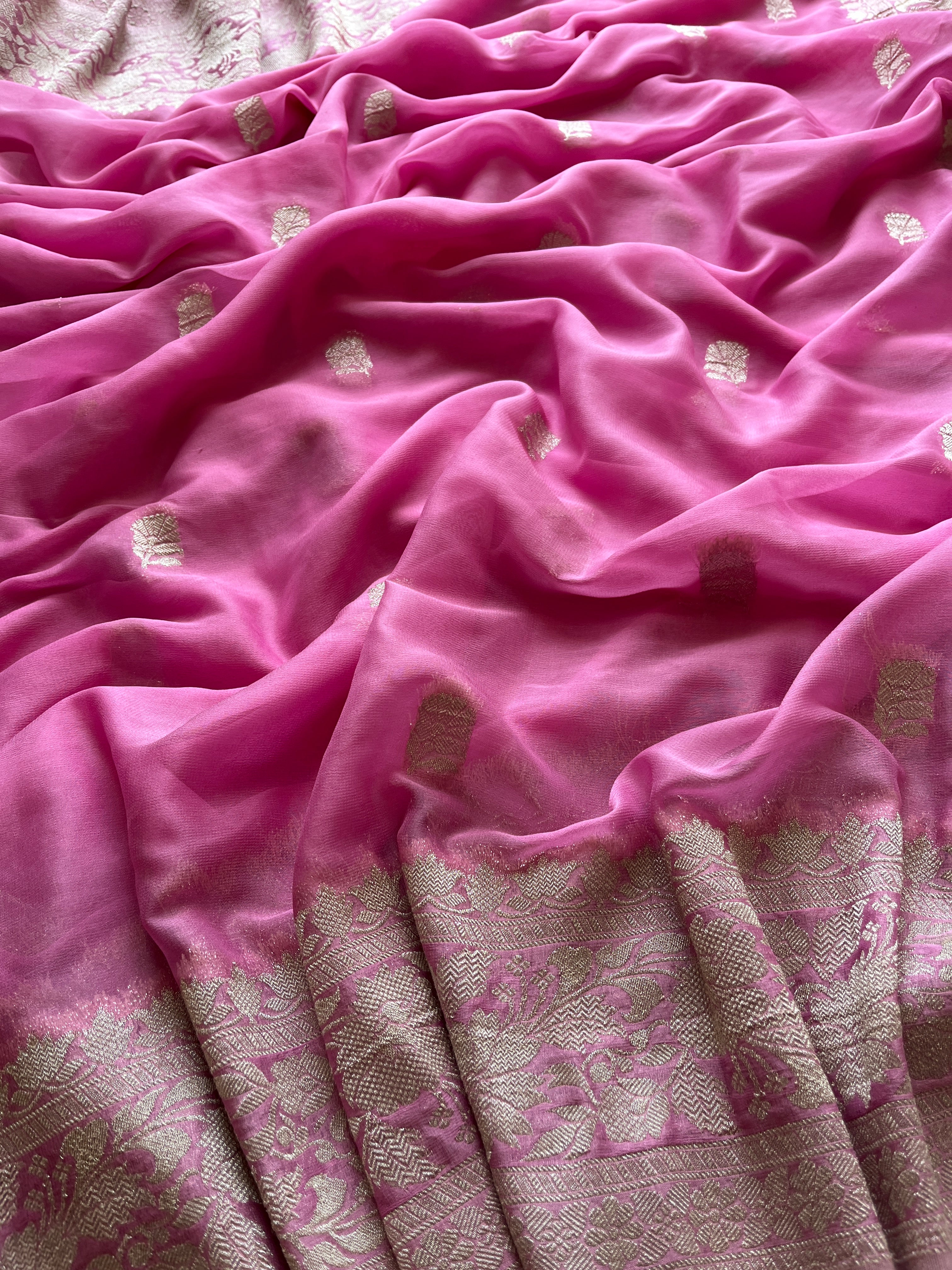 Pink Chiffon Saree