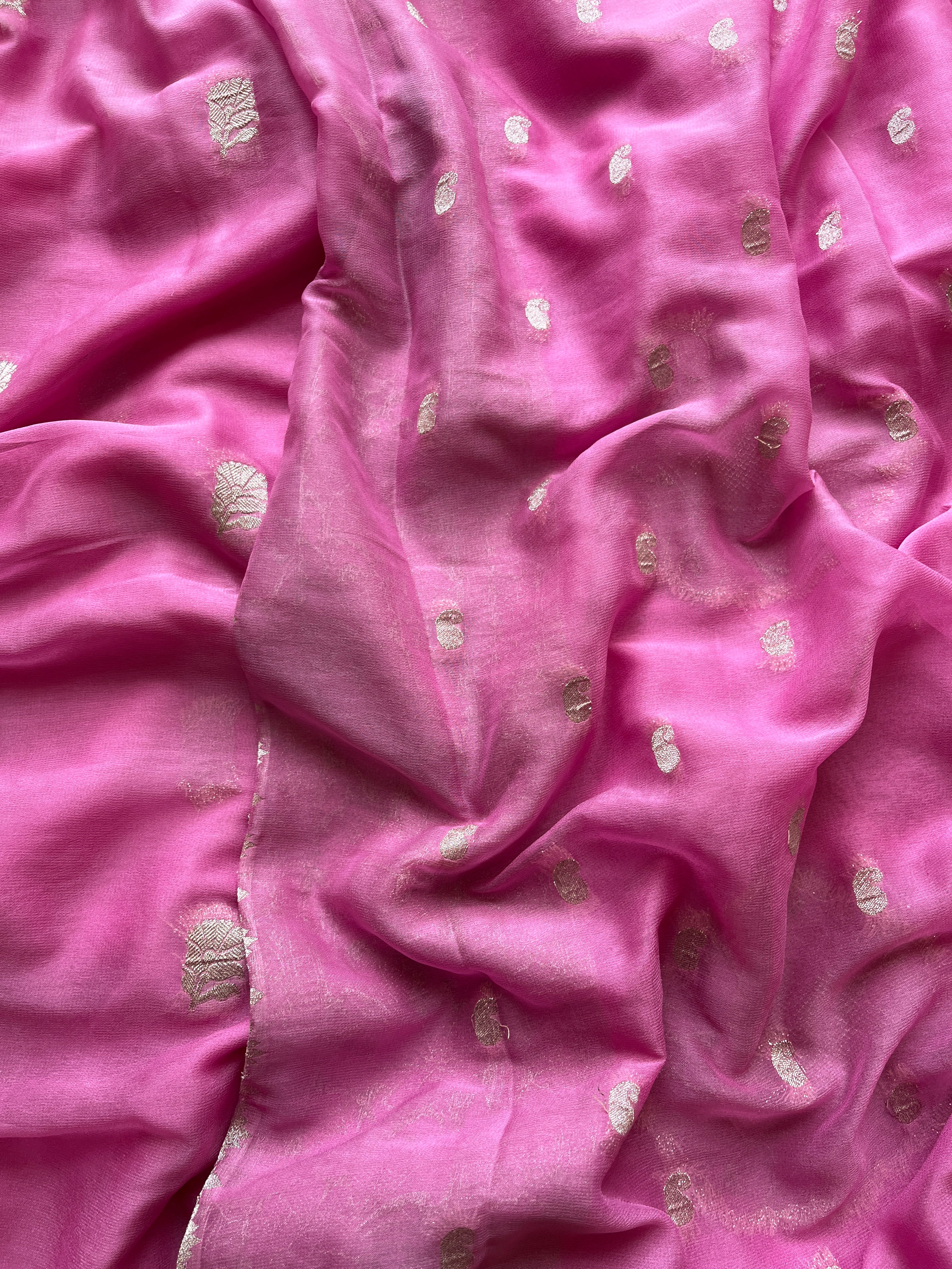 Pink Chiffon Saree