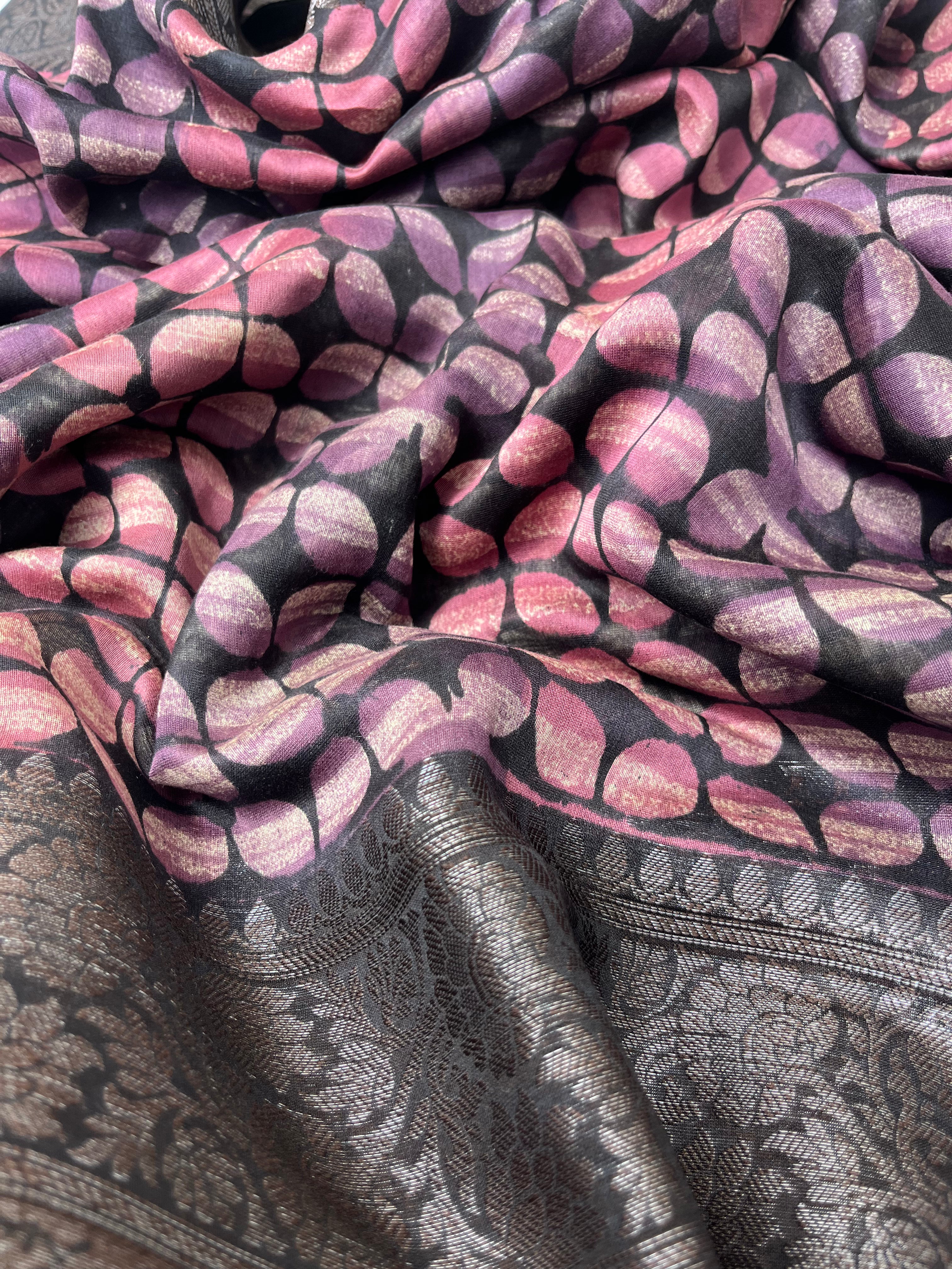 Purple, Pink, Yellow & Blue Multicolor Pure Cotton Chanderi Saree