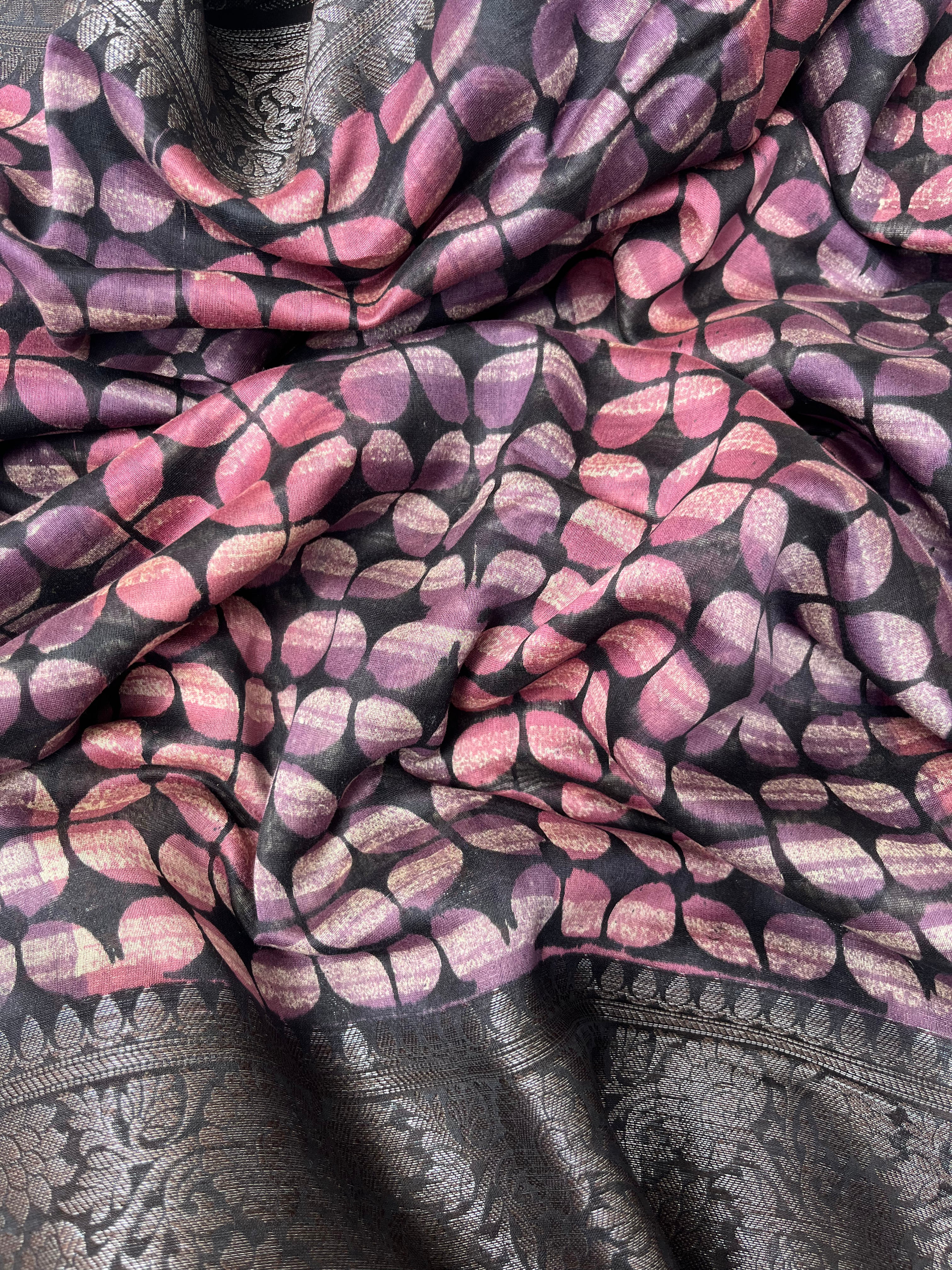 Purple, Pink, Yellow & Blue Multicolor Pure Cotton Chanderi Saree