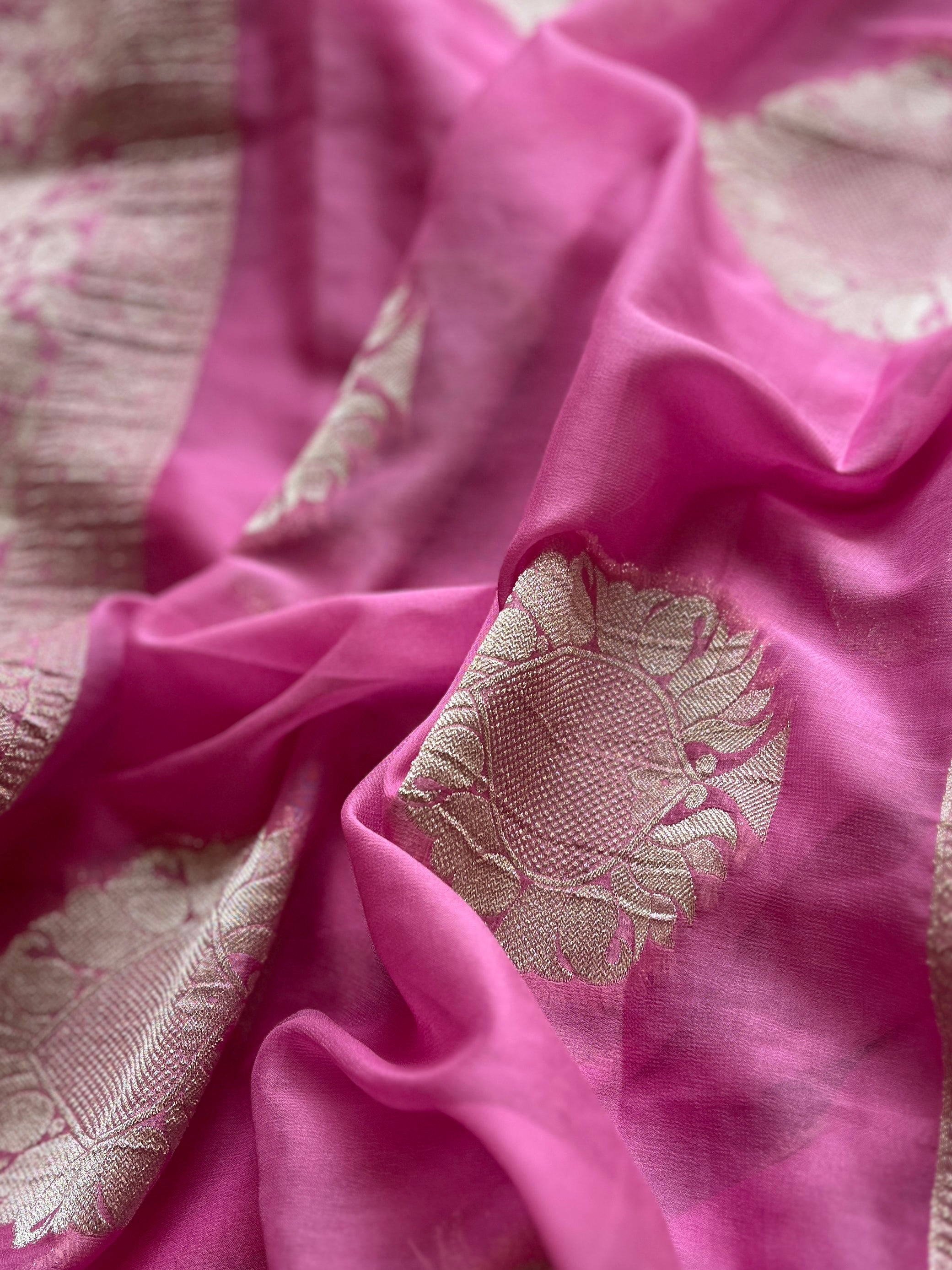 Pink Chiffon Saree