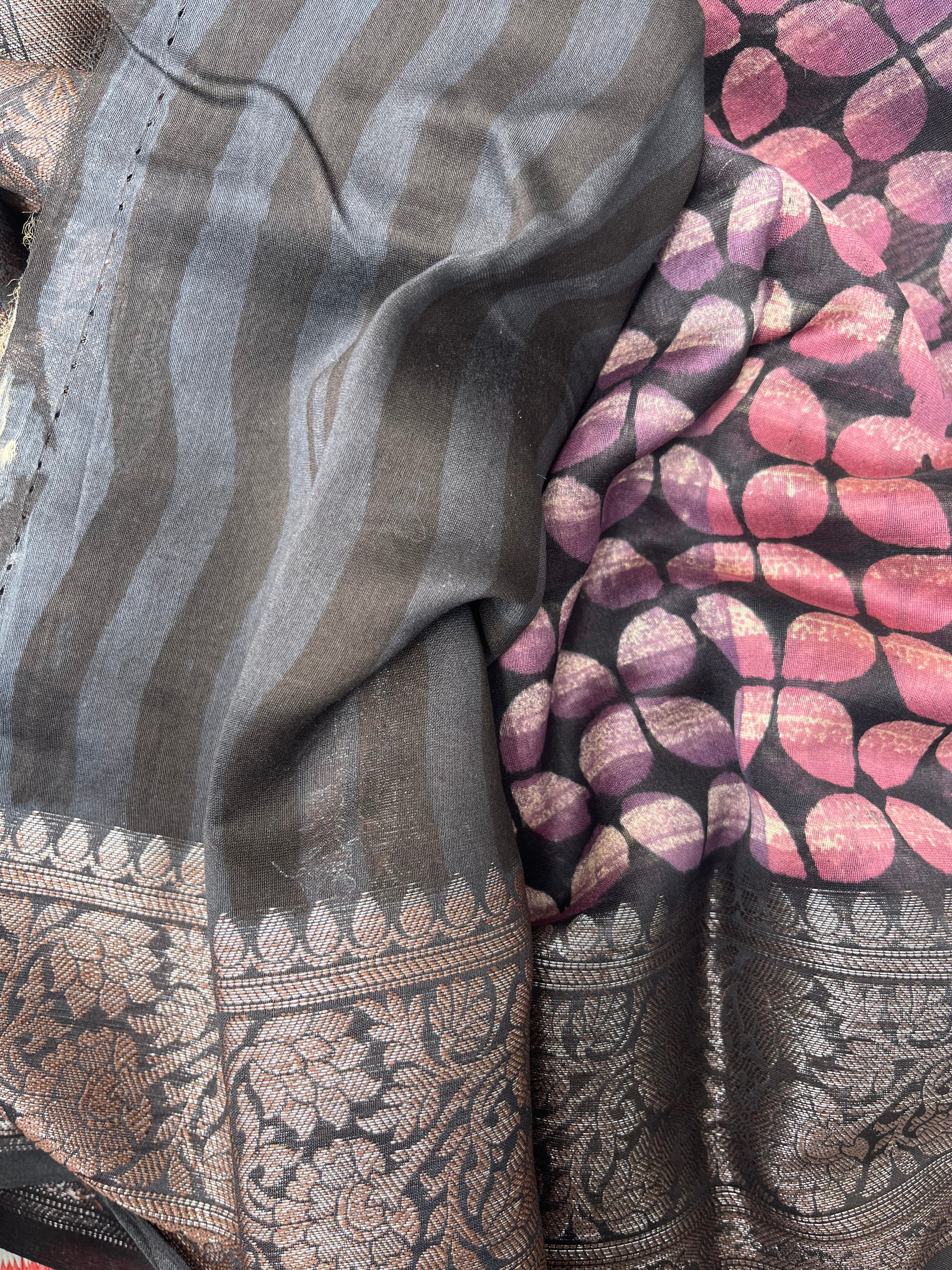 Purple, Pink, Yellow & Blue Multicolor Pure Cotton Chanderi Saree