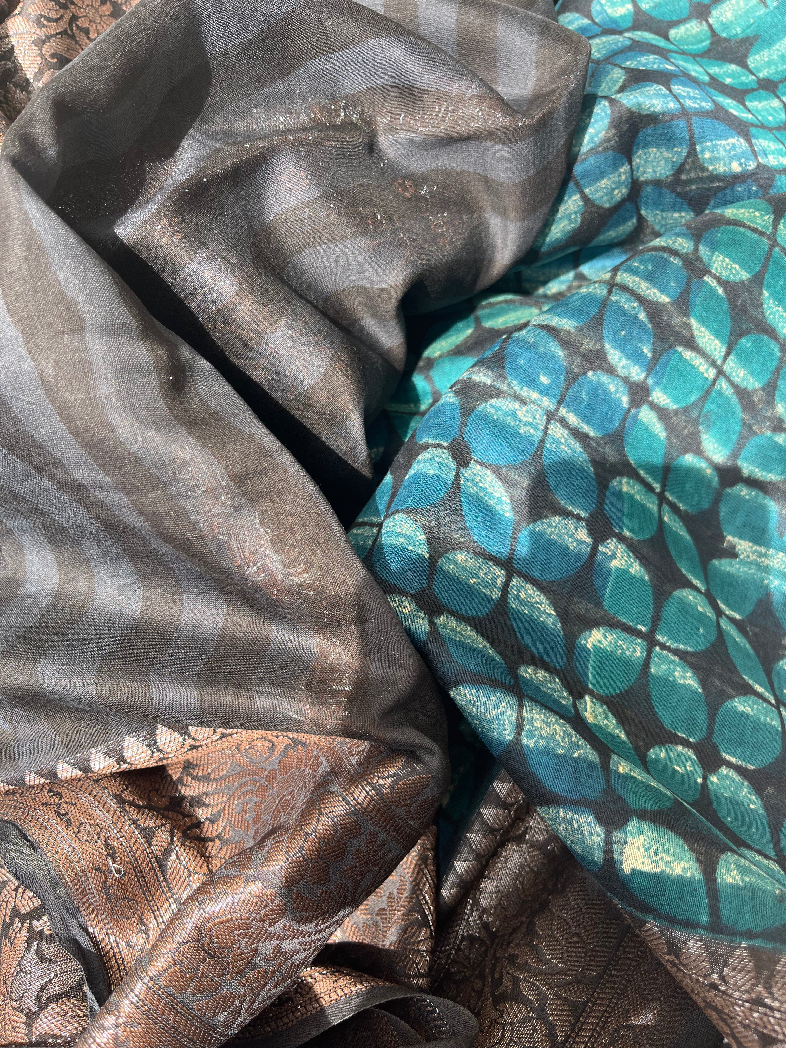 Purple, Pink, Yellow & Blue Multicolor Pure Cotton Chanderi Saree