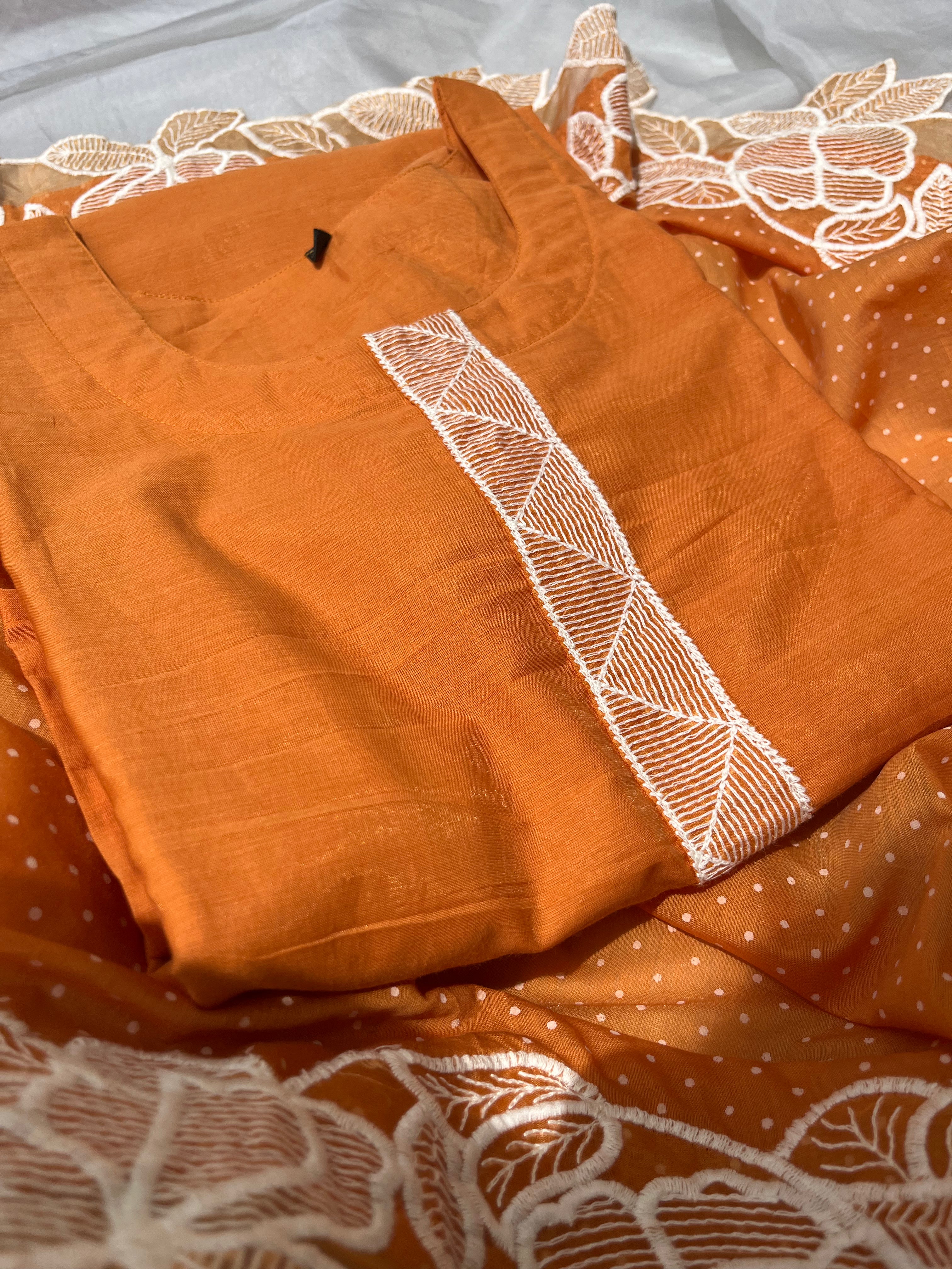 Orange Cotton  Readymade salwar set