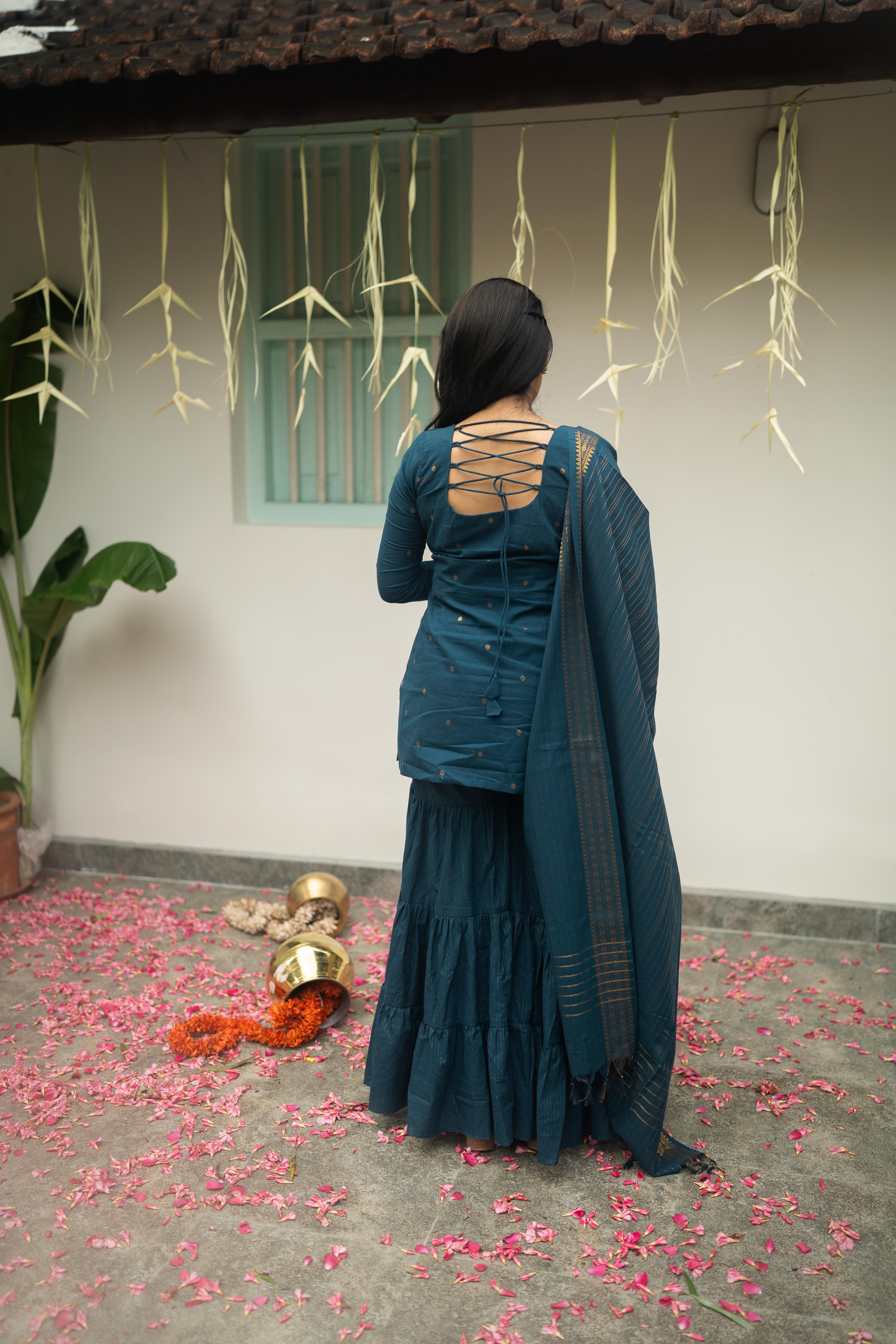 Blue Sharara Set