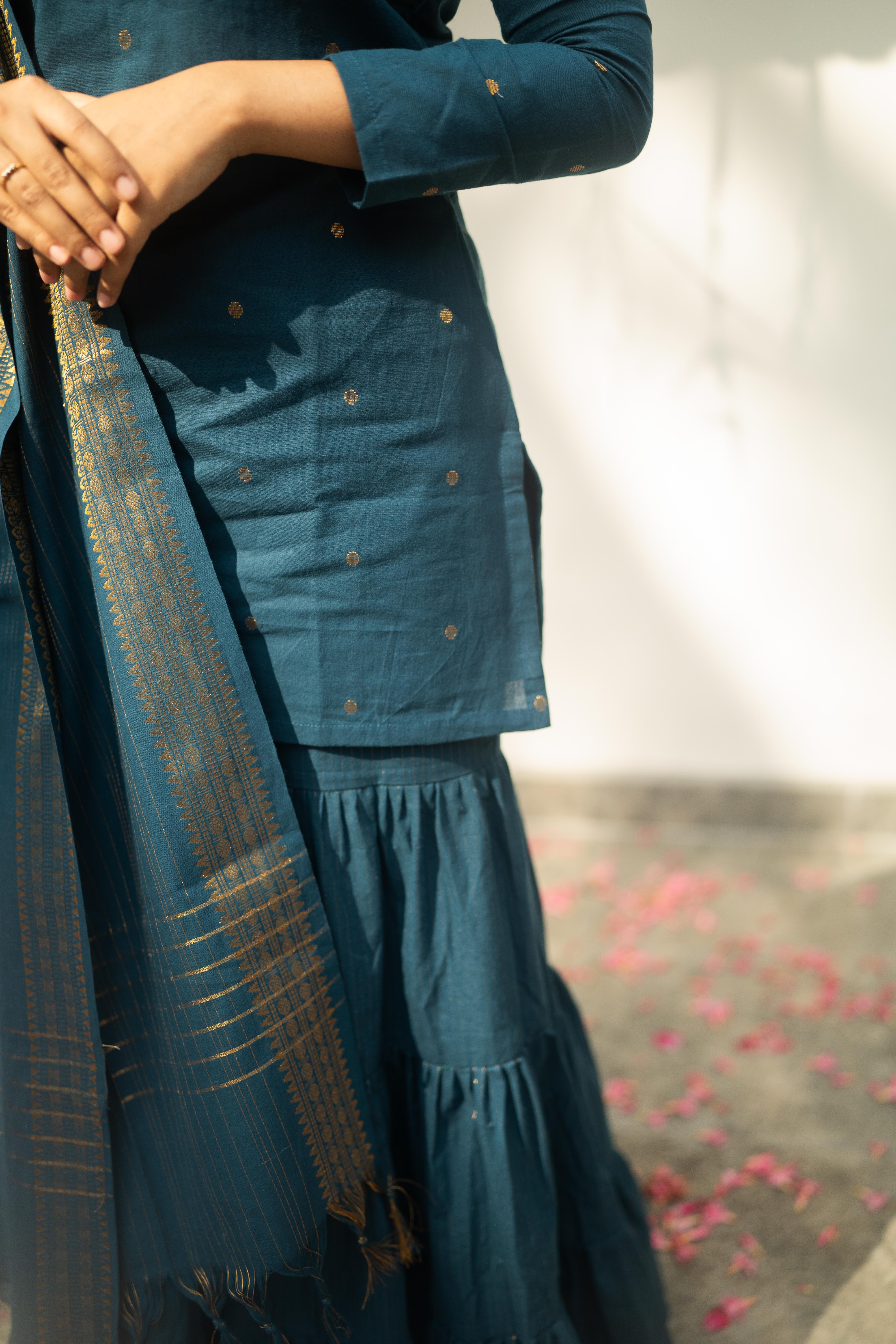 Blue Sharara Set