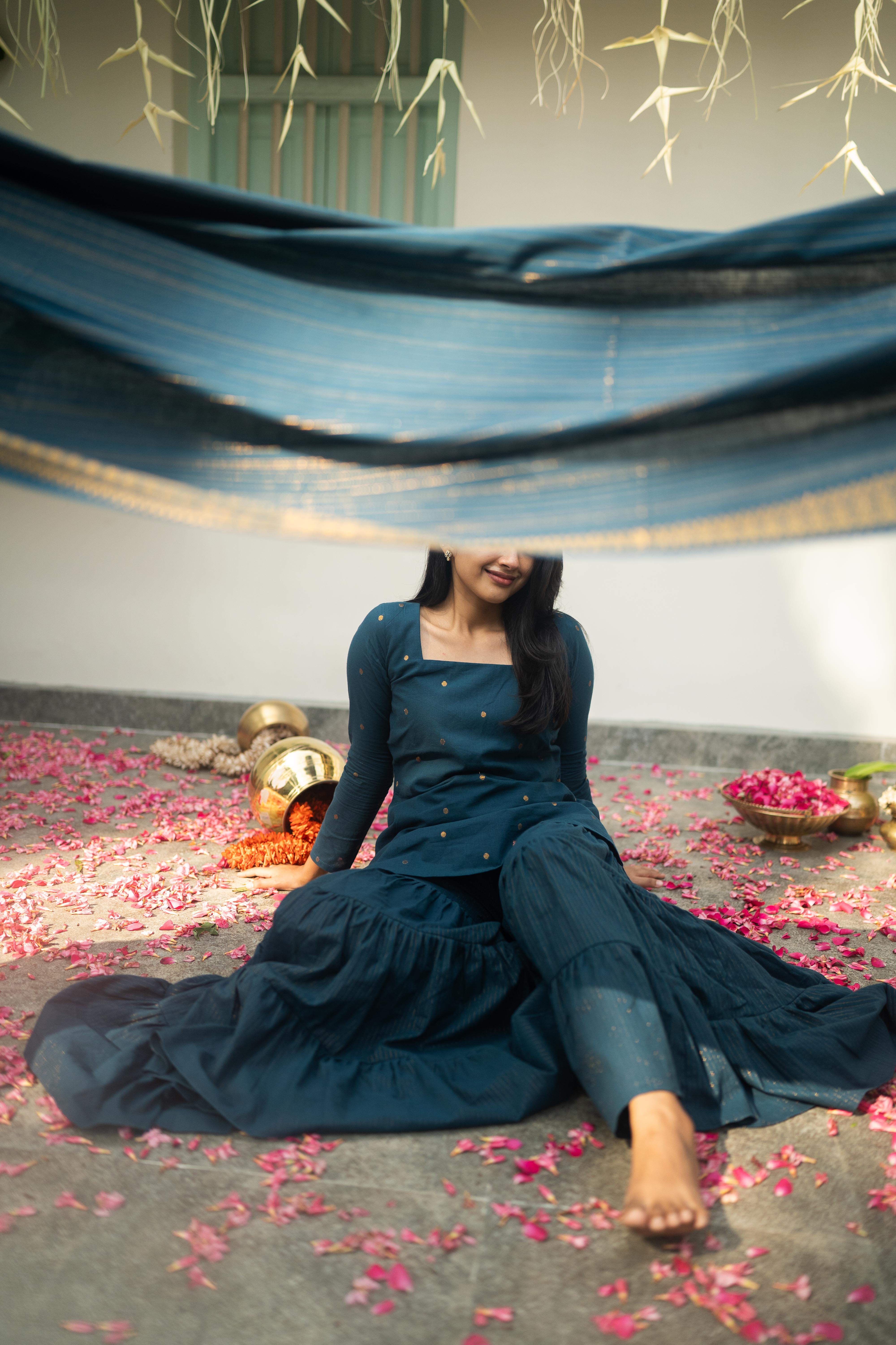 Blue Sharara Set