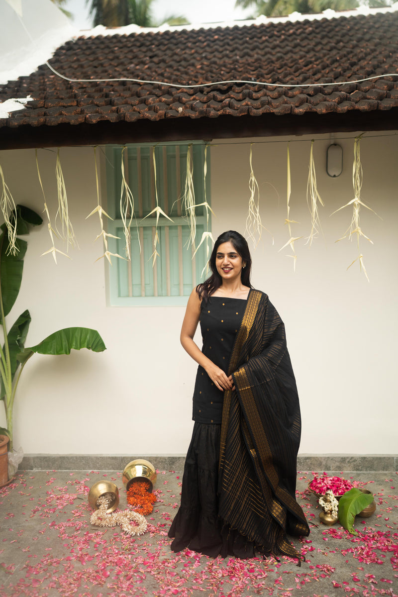 Black Sharara Set