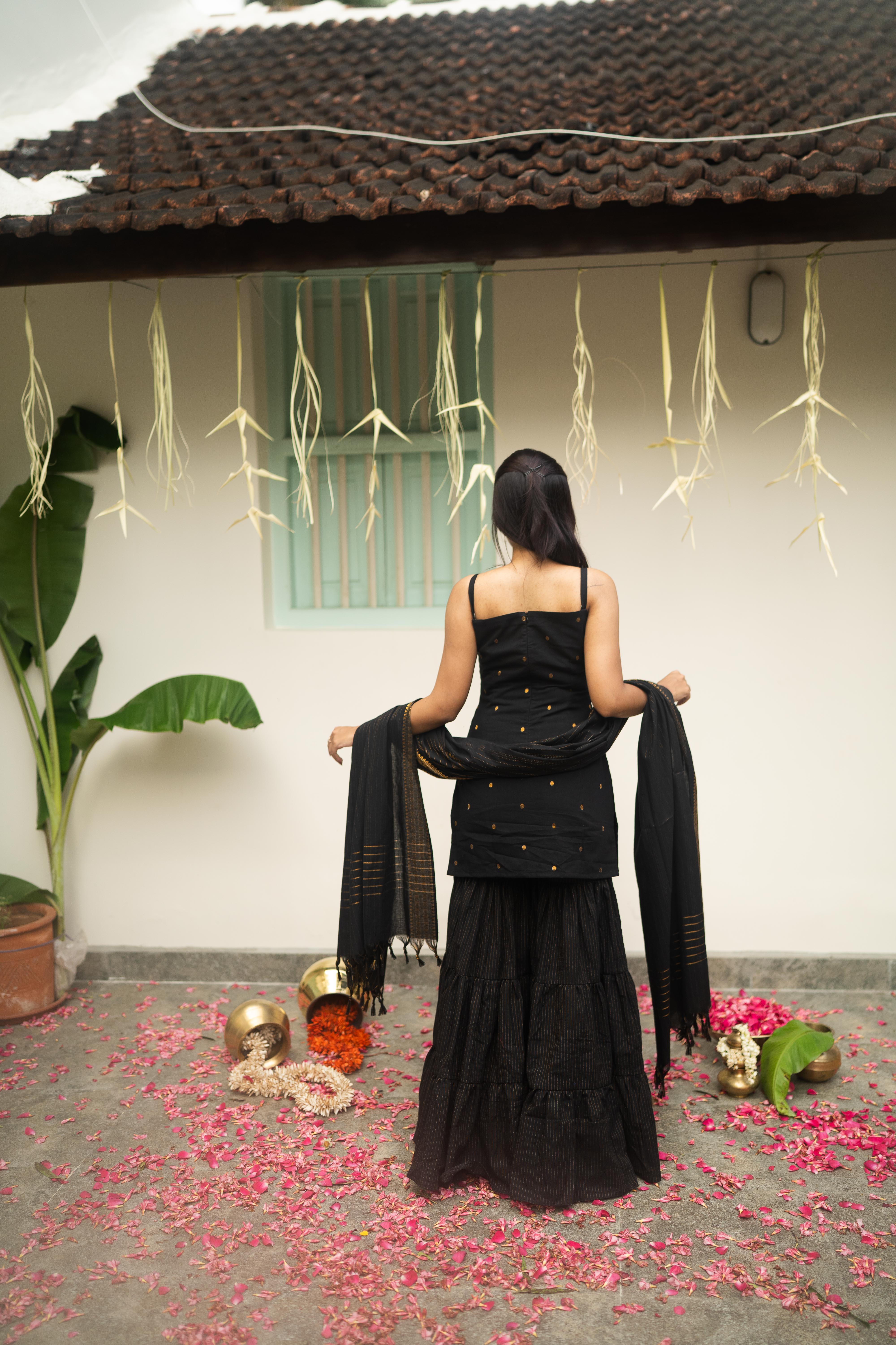 Black Sharara Set