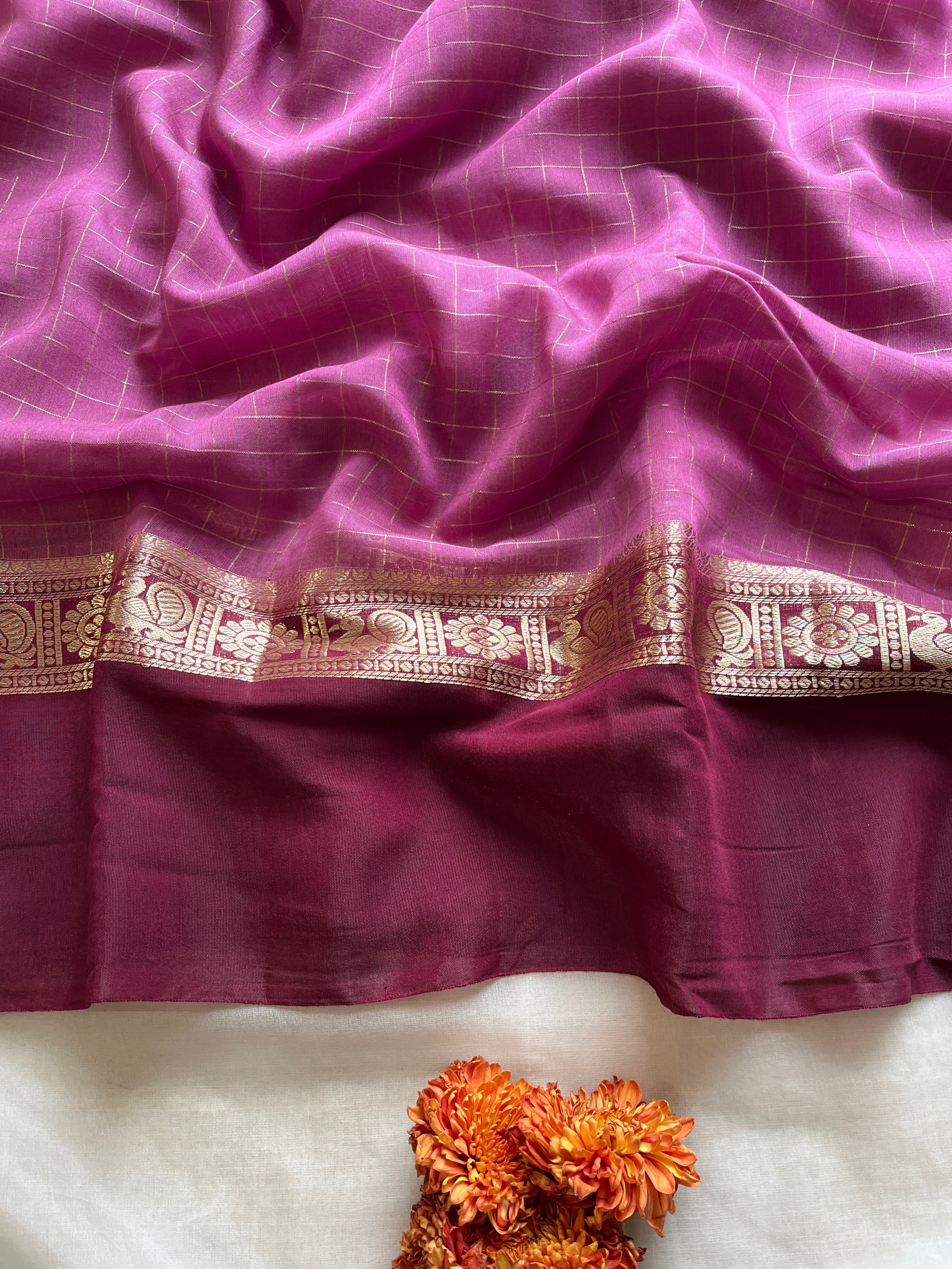 Mauve Semi soft silk saree