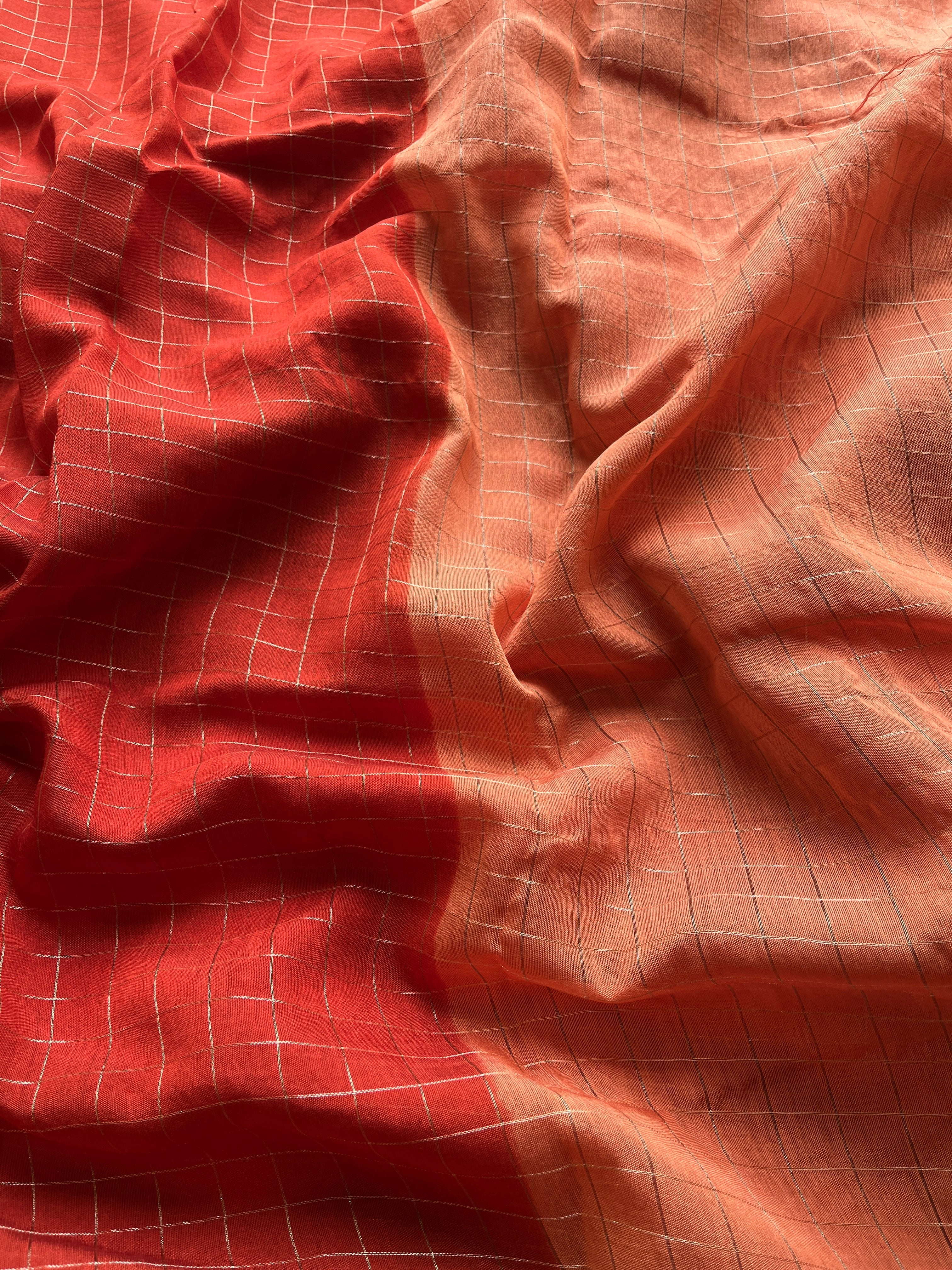 Bright Orange Semi soft silk saree