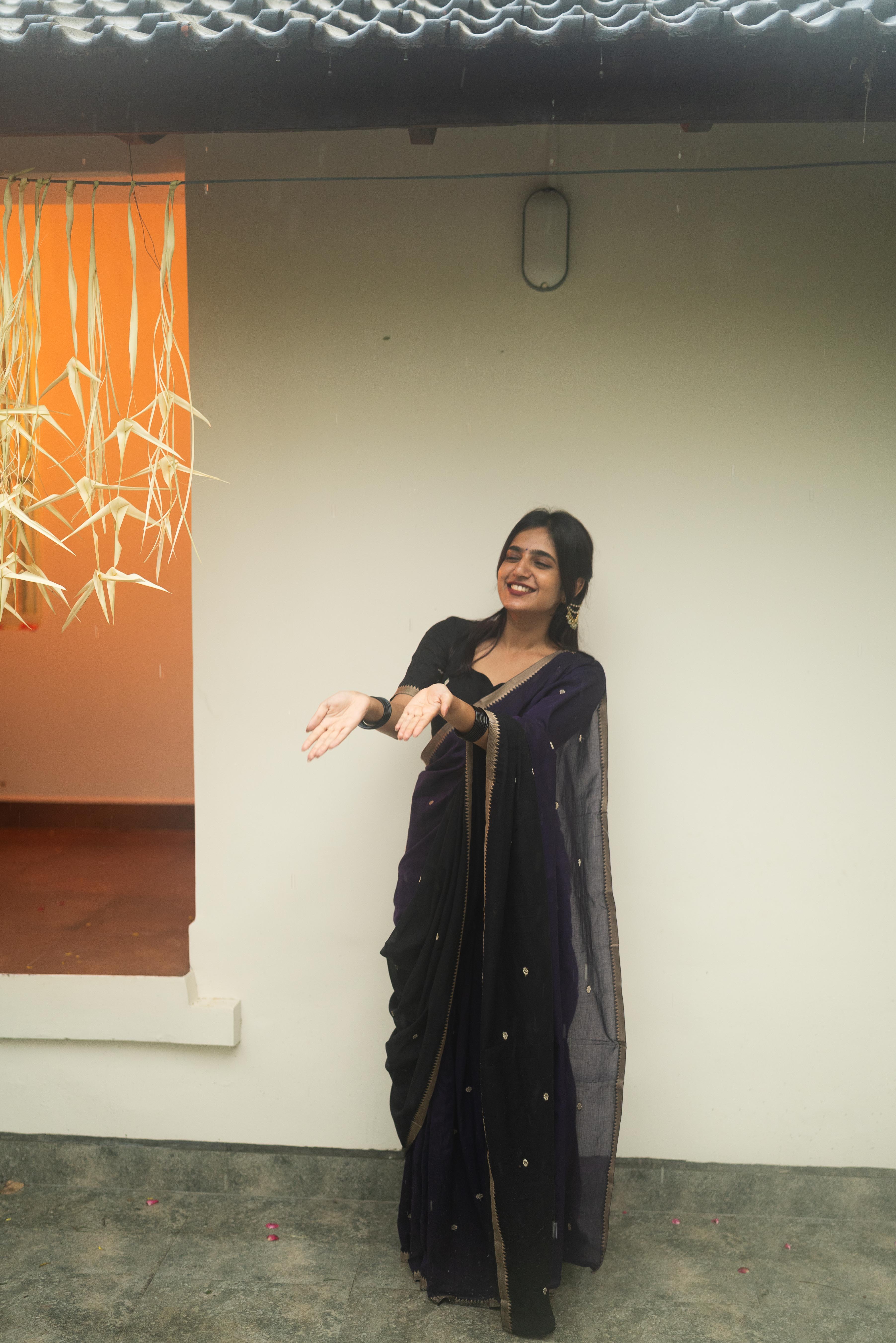 Black with Purple Half Saree
