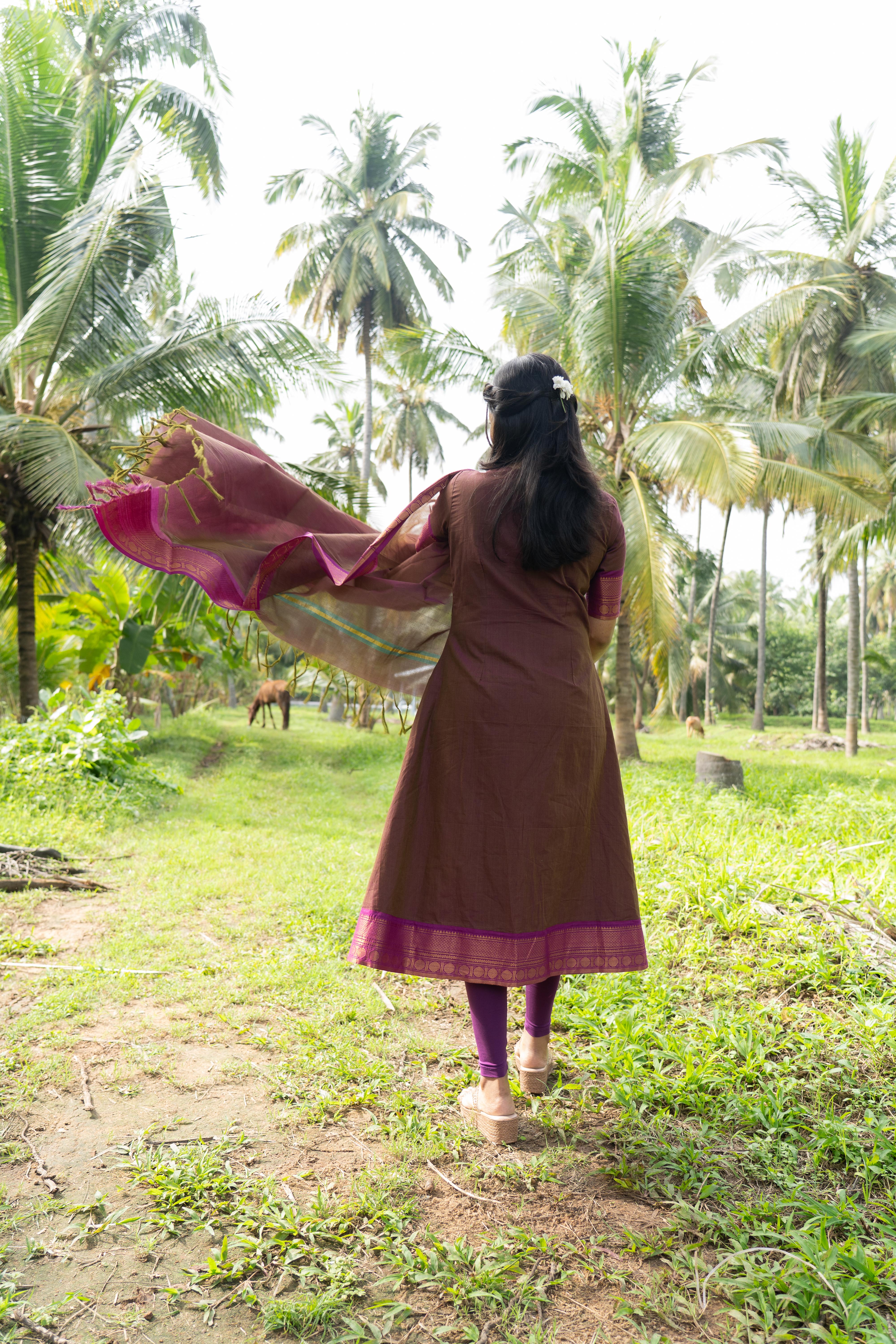 Brown Kanchi Cotton Top & Dupatta