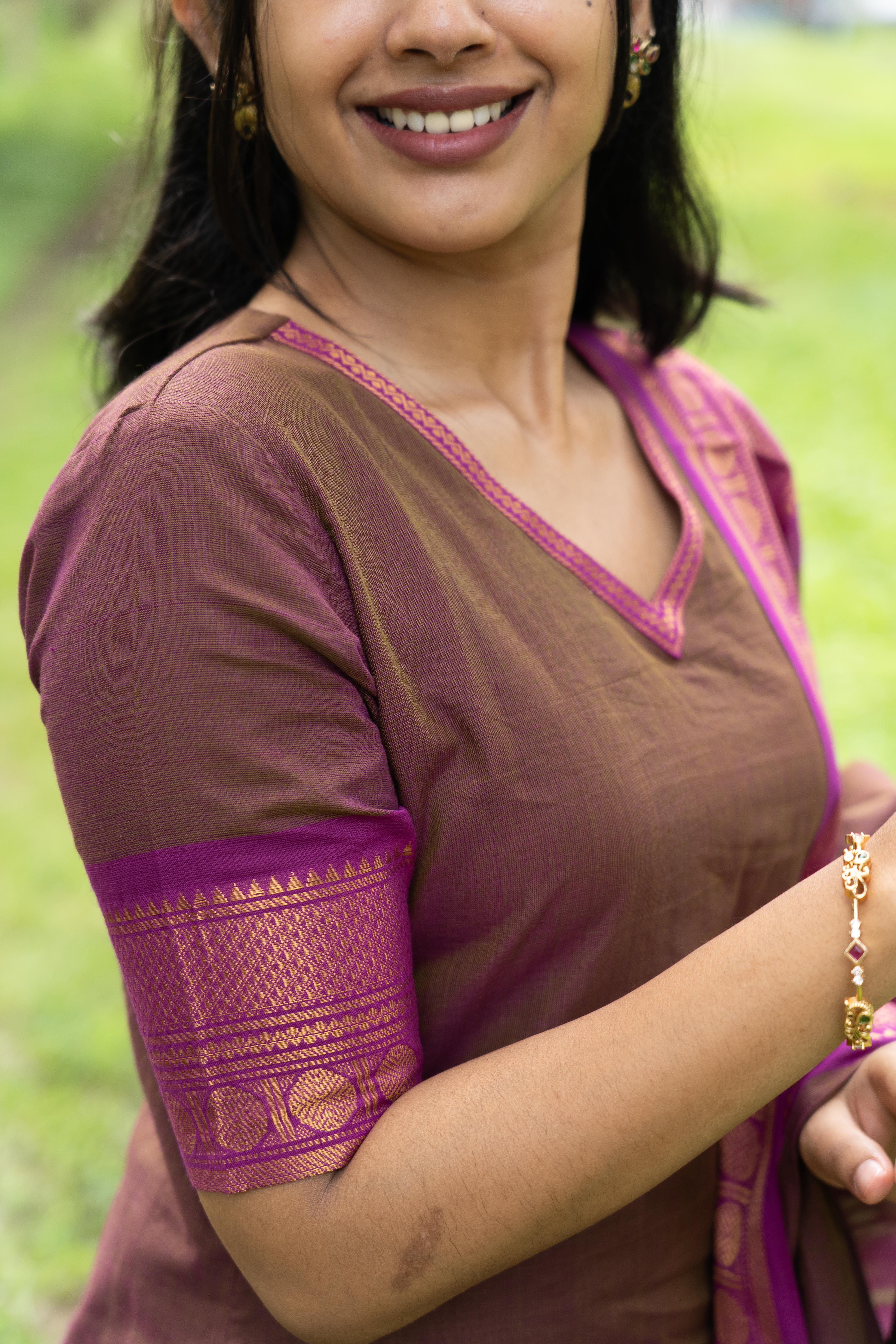 Brown Kanchi Cotton Top & Dupatta