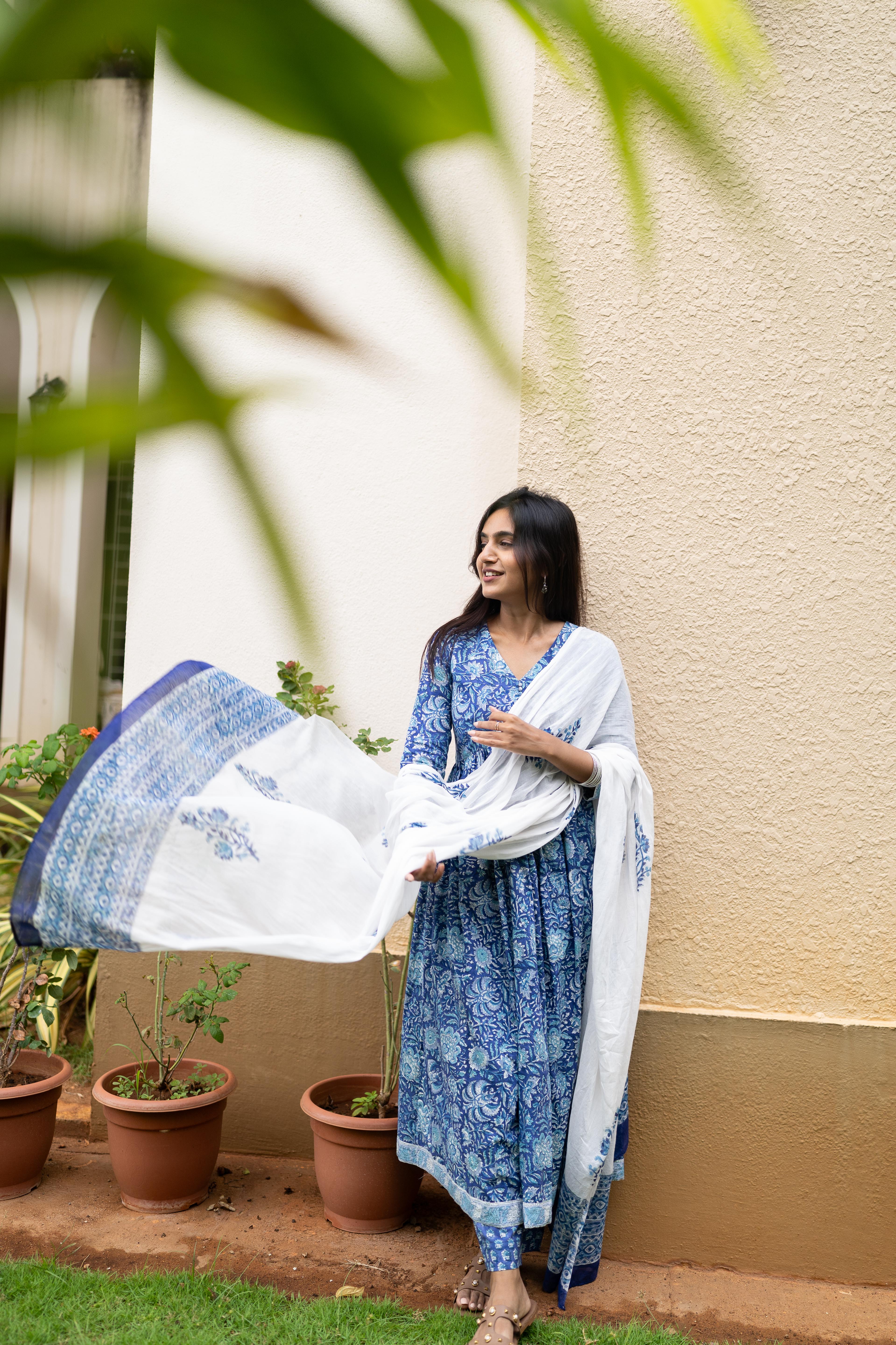 Neelam handblock printed anarkali set