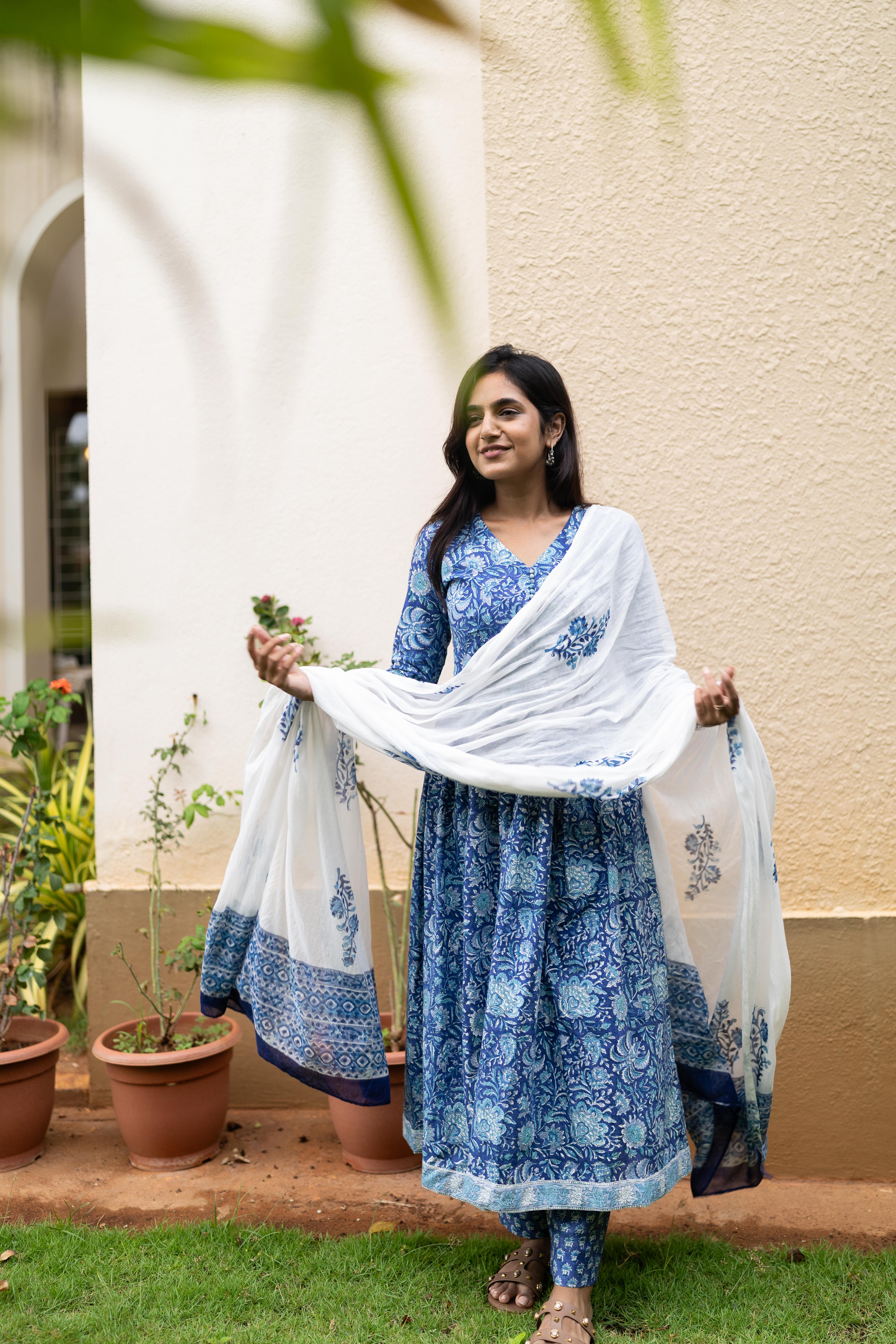 Neelam handblock printed anarkali set