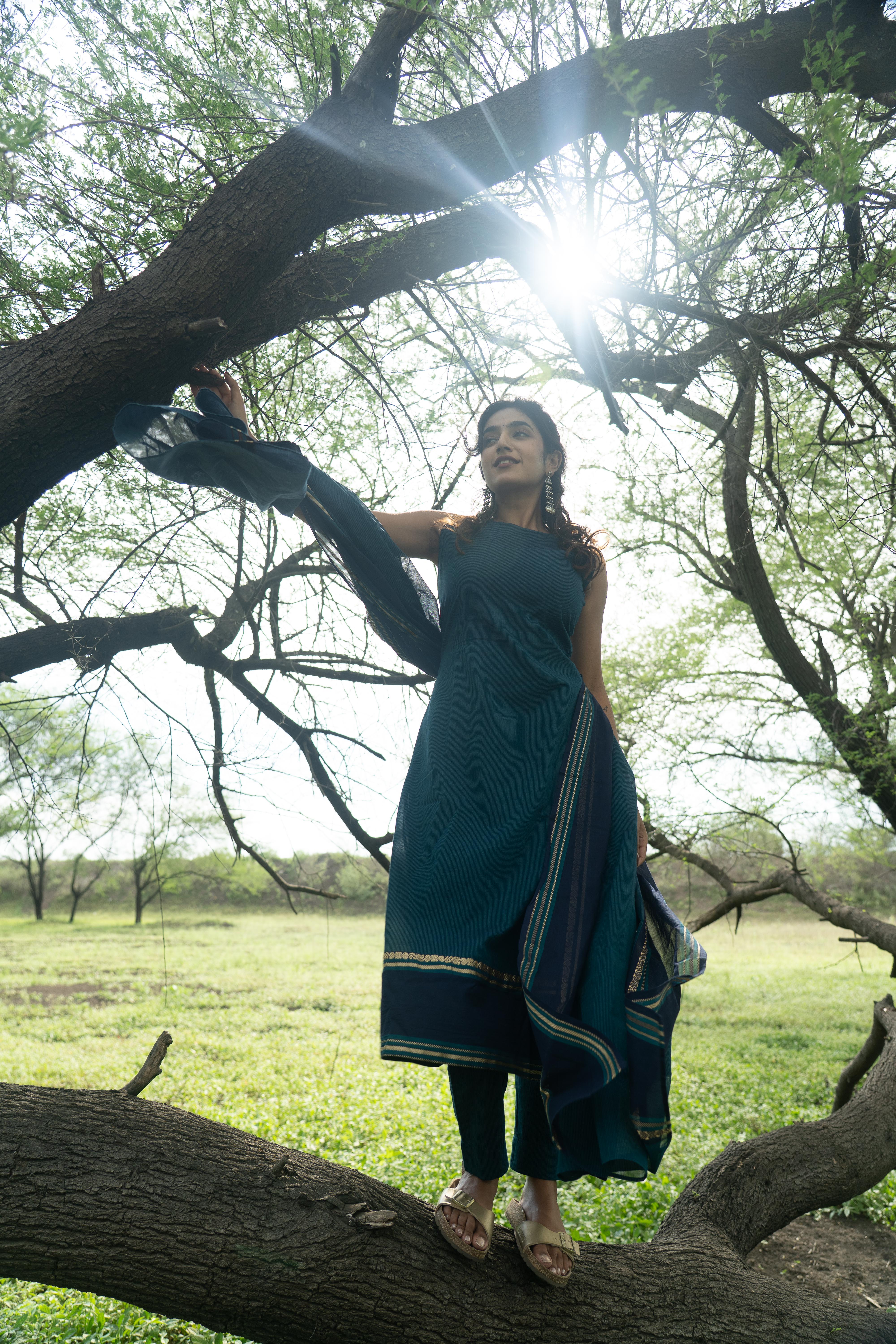 Blue Kadhambari Cotton (Pant / Bottom Only)