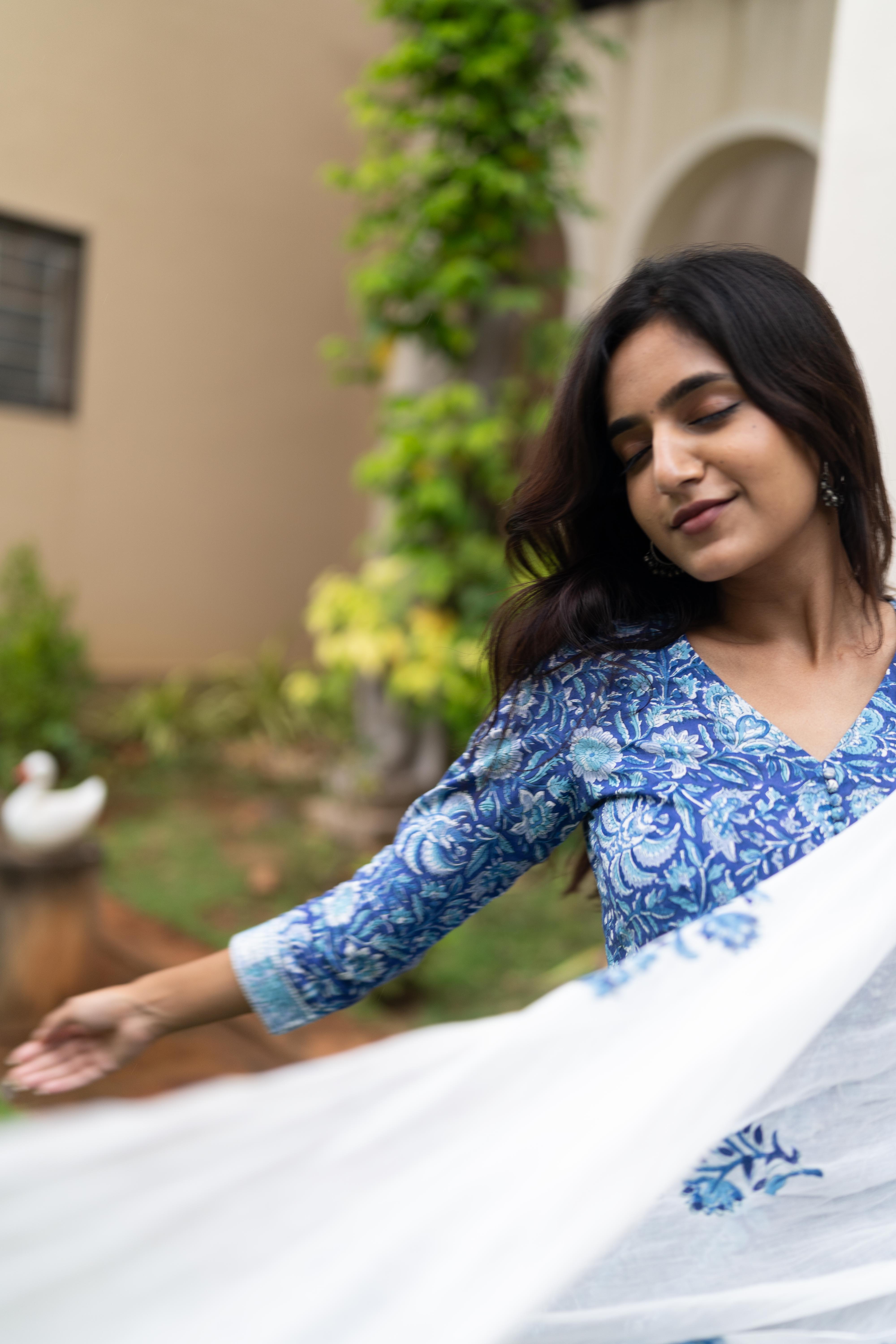 Neelam handblock printed anarkali set