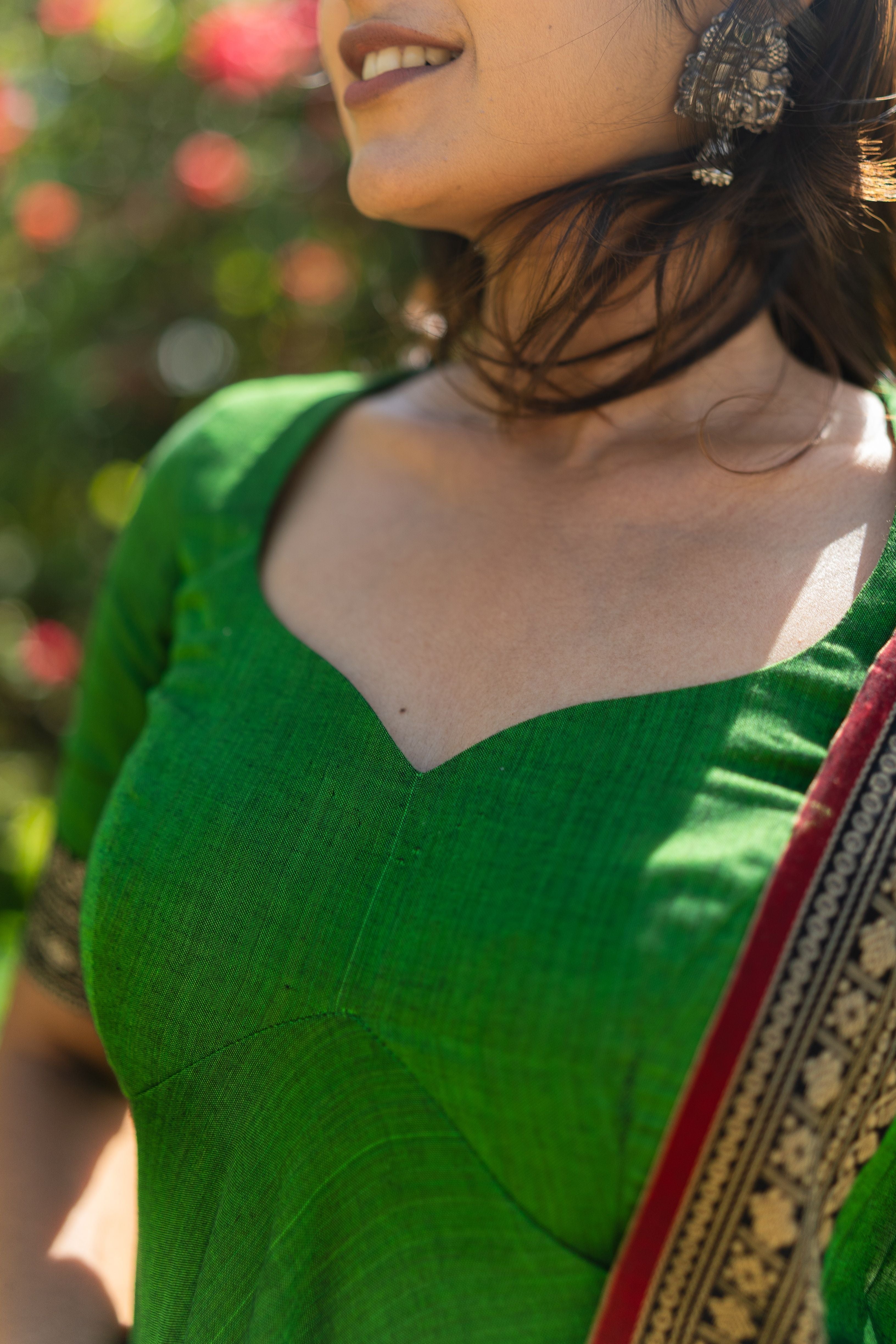 Forest Green Malar narayanpet Anarkali Top & Dupatta