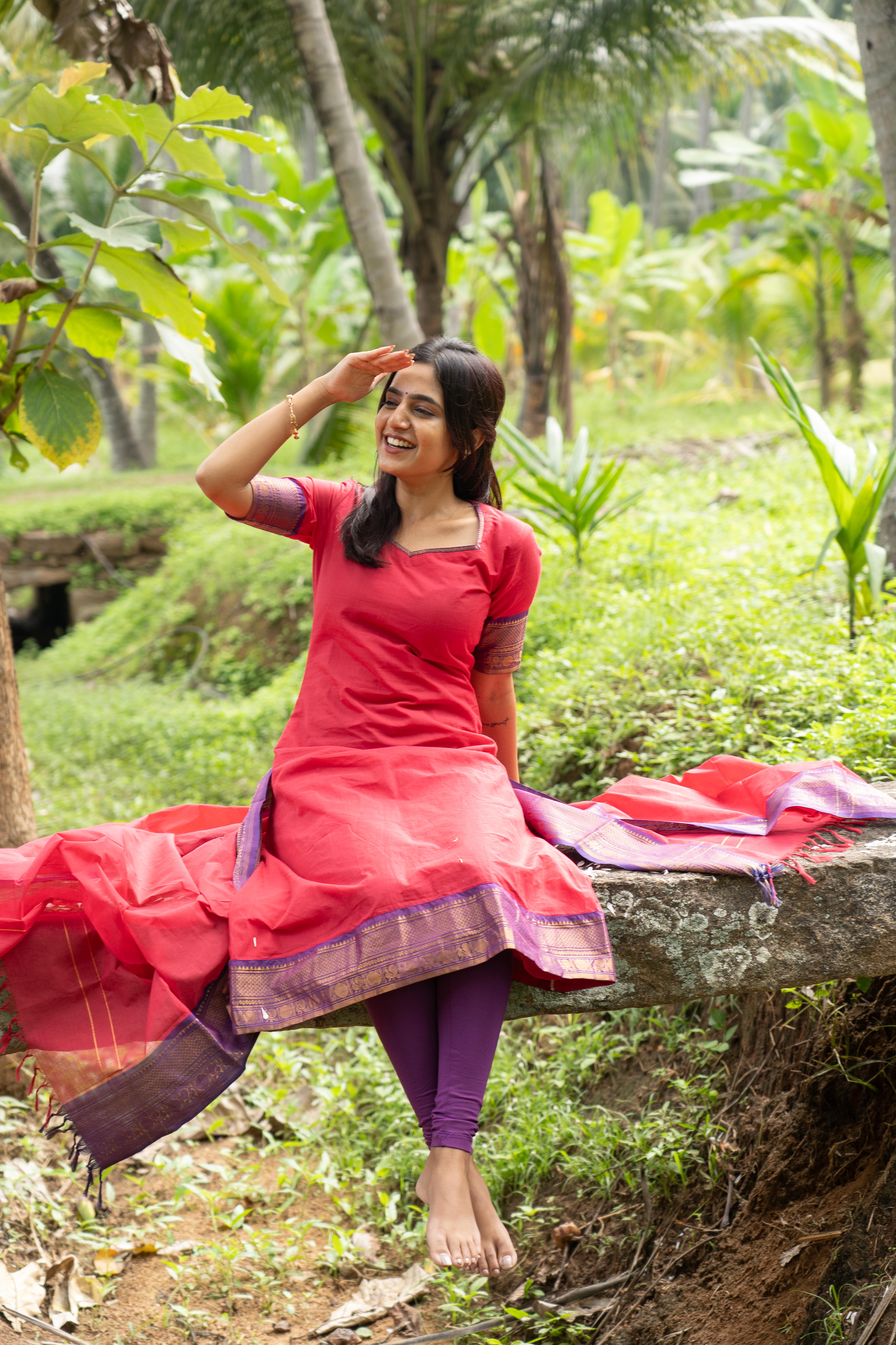 Pink Kanchi Cotton Top & Dupatta
