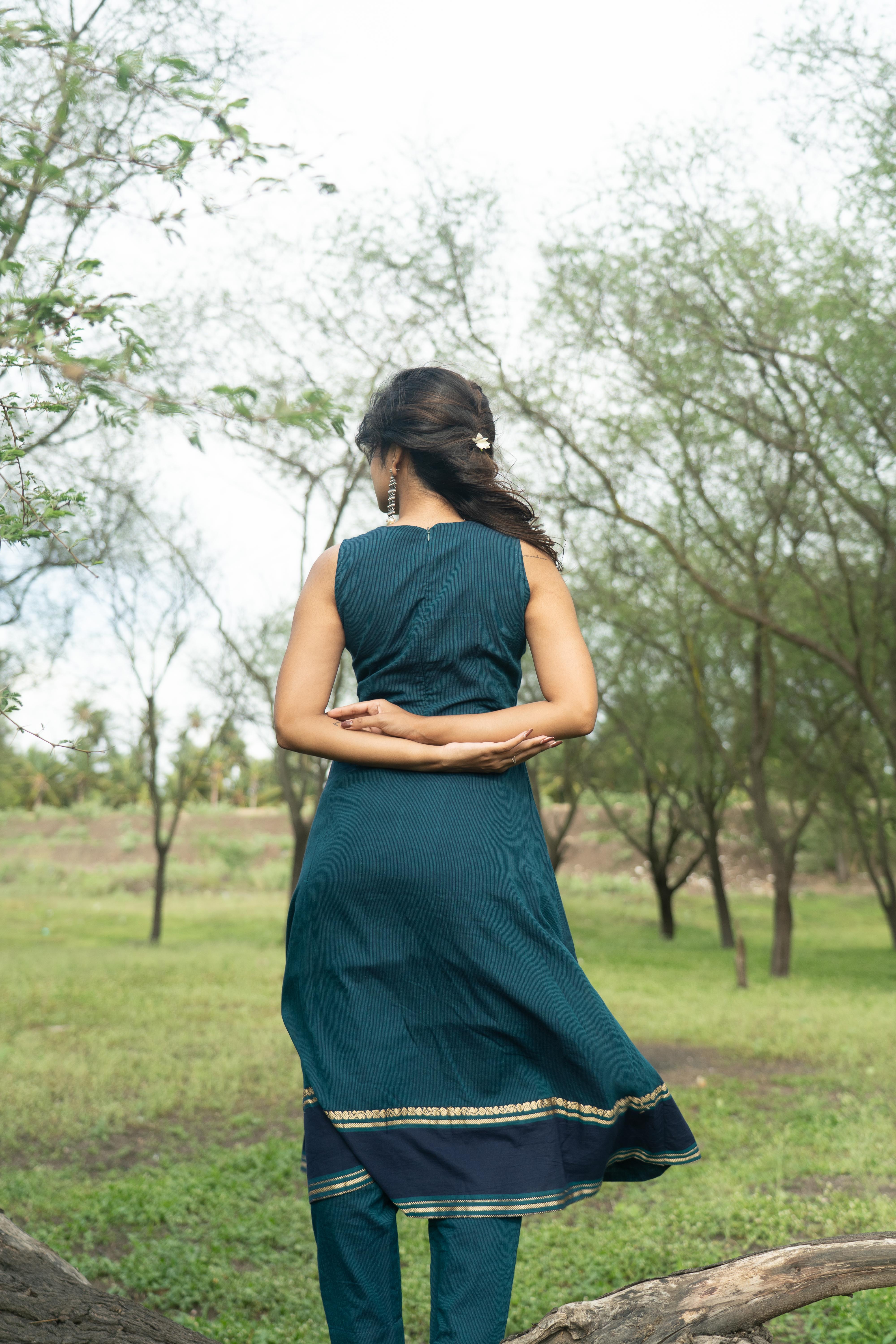 Blue Kadhambari Cotton (Pant / Bottom Only)