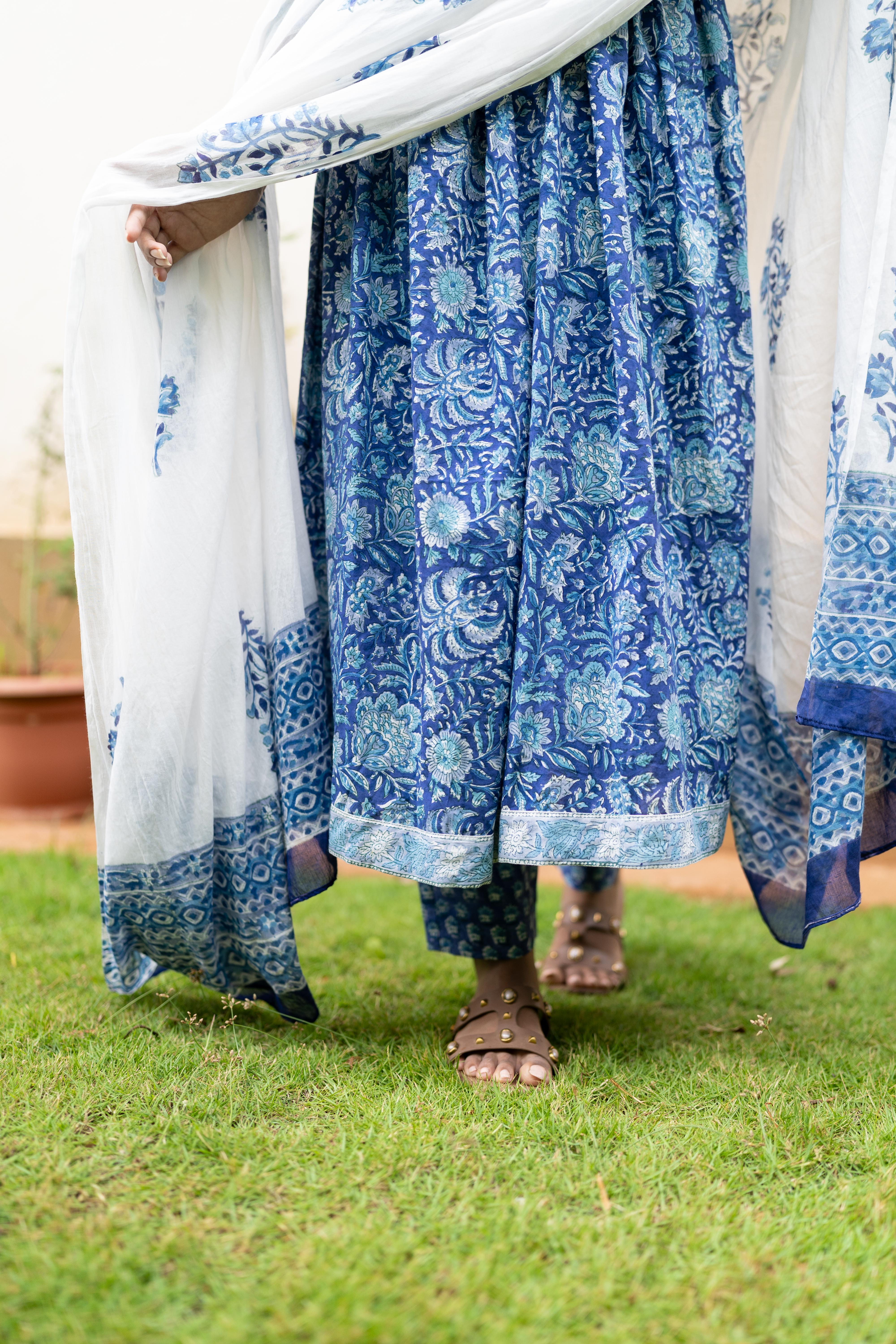 Neelam handblock printed anarkali set