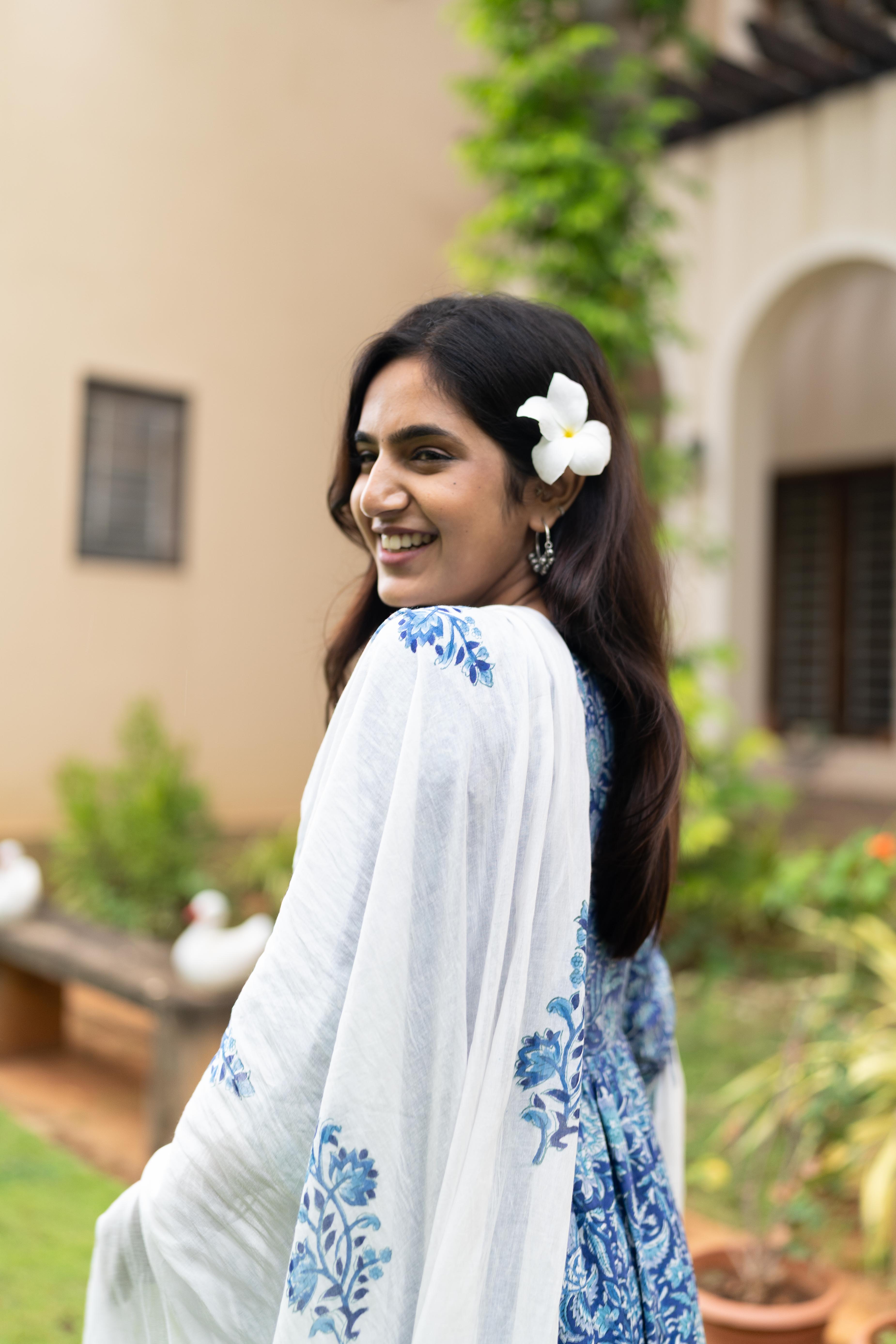 Neelam handblock printed anarkali set