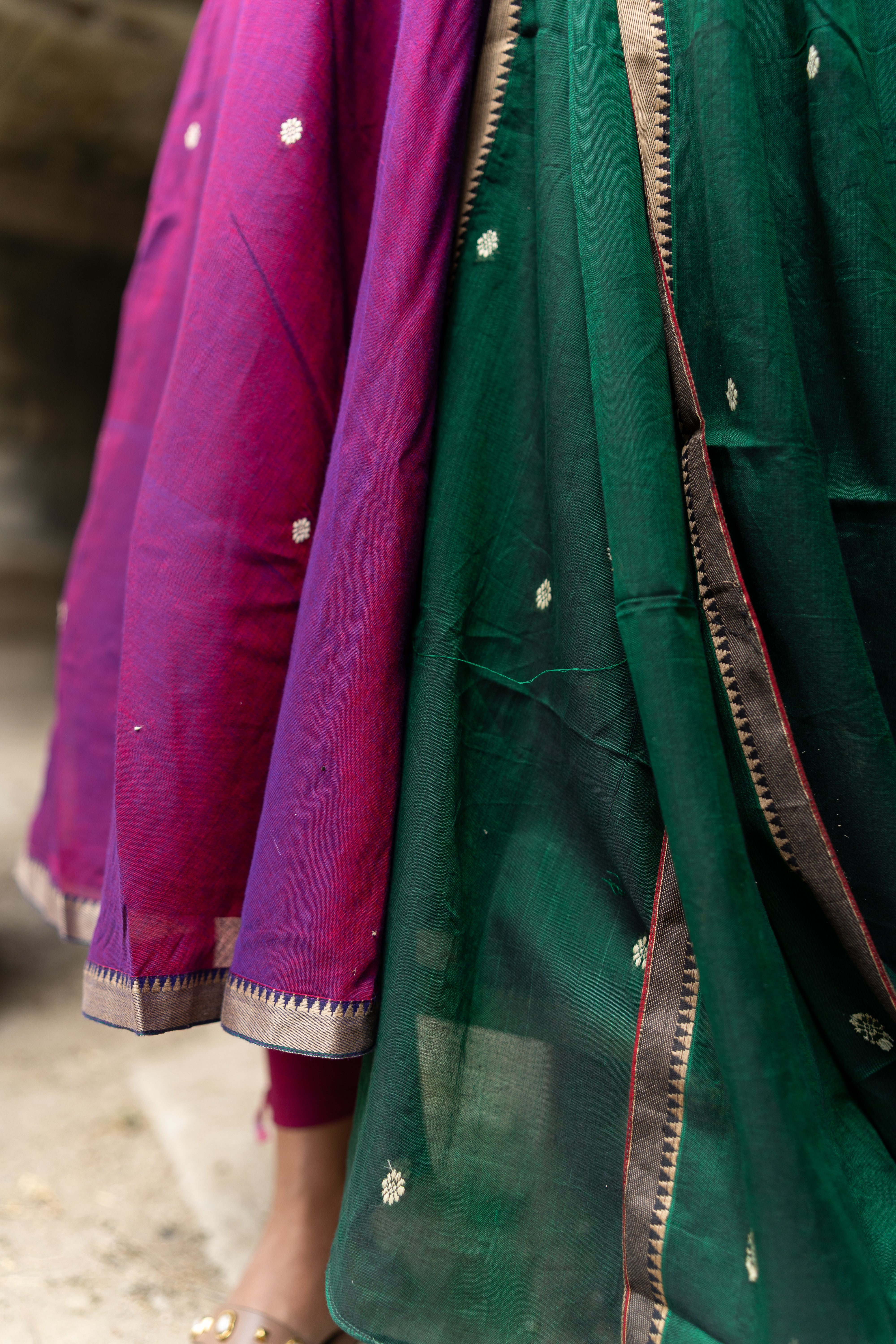 Vadamalli with green dupatta Anarkali set