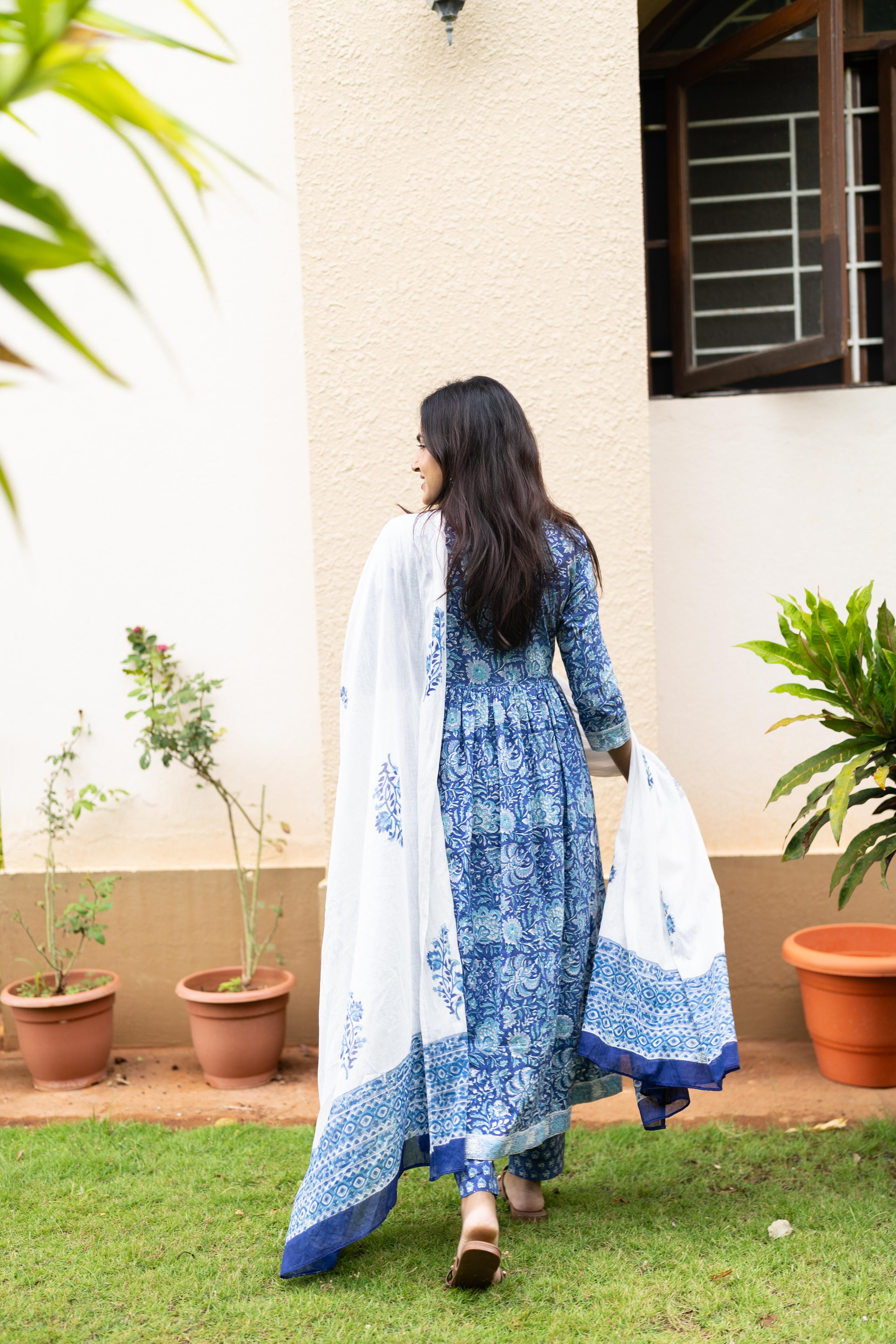 Neelam handblock printed anarkali set