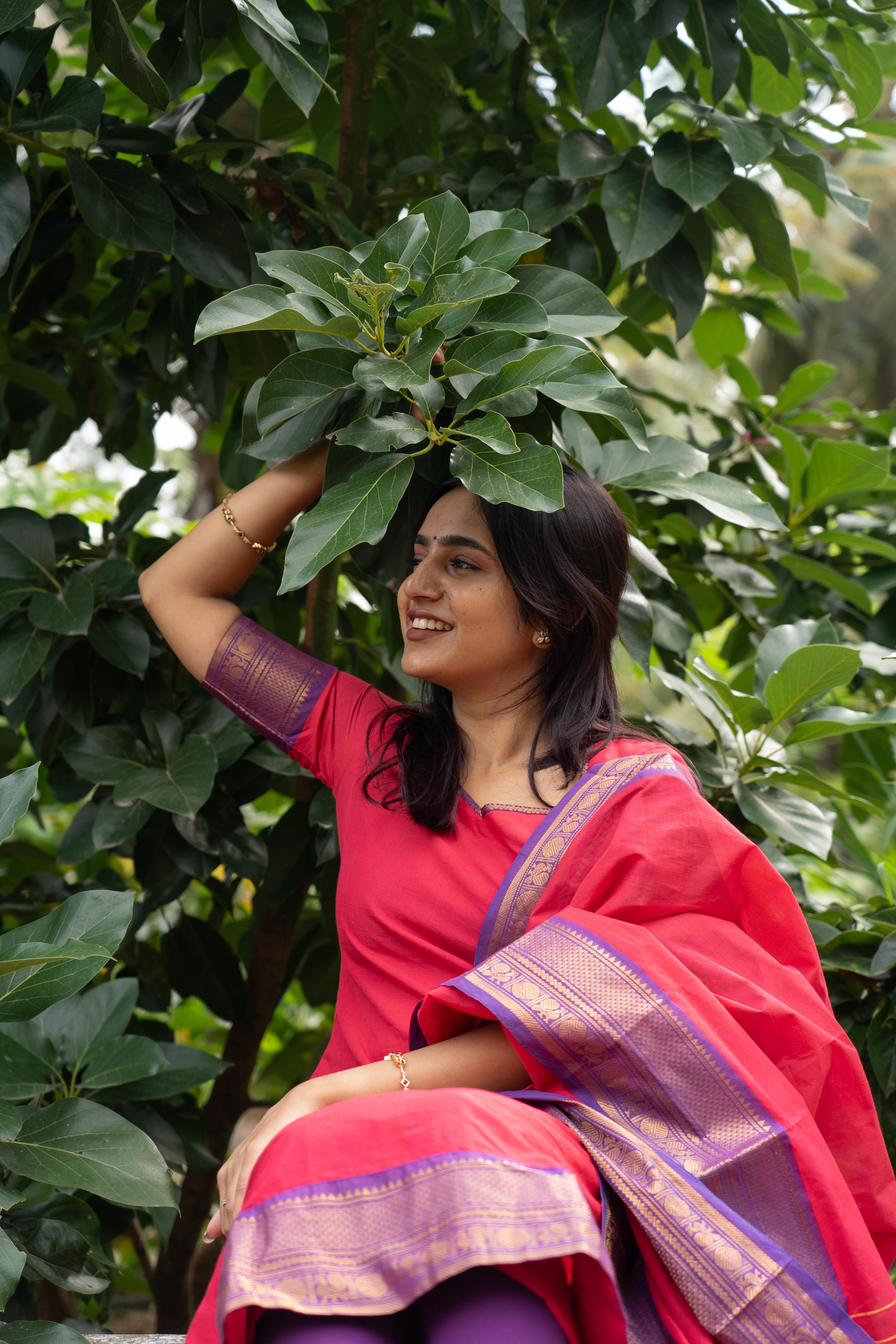 Pink Kanchi Cotton Top & Dupatta