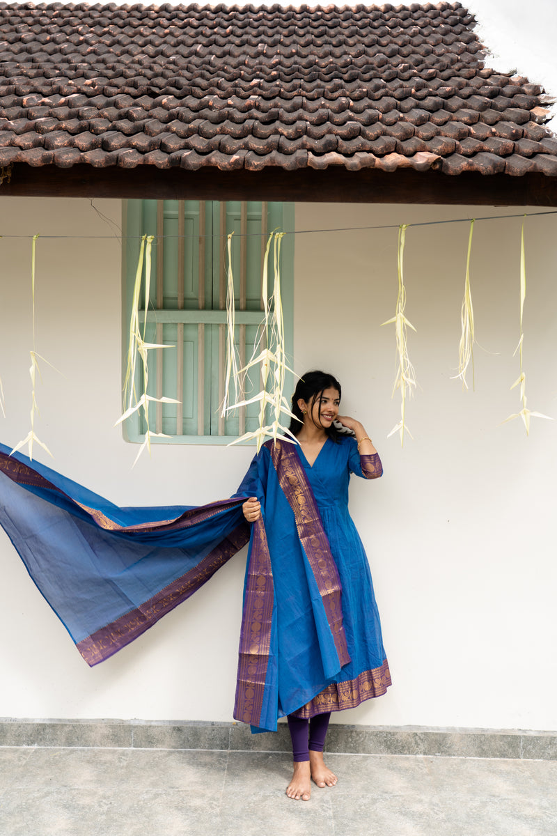 Blue Kanchi Cotton Top & Dupatta