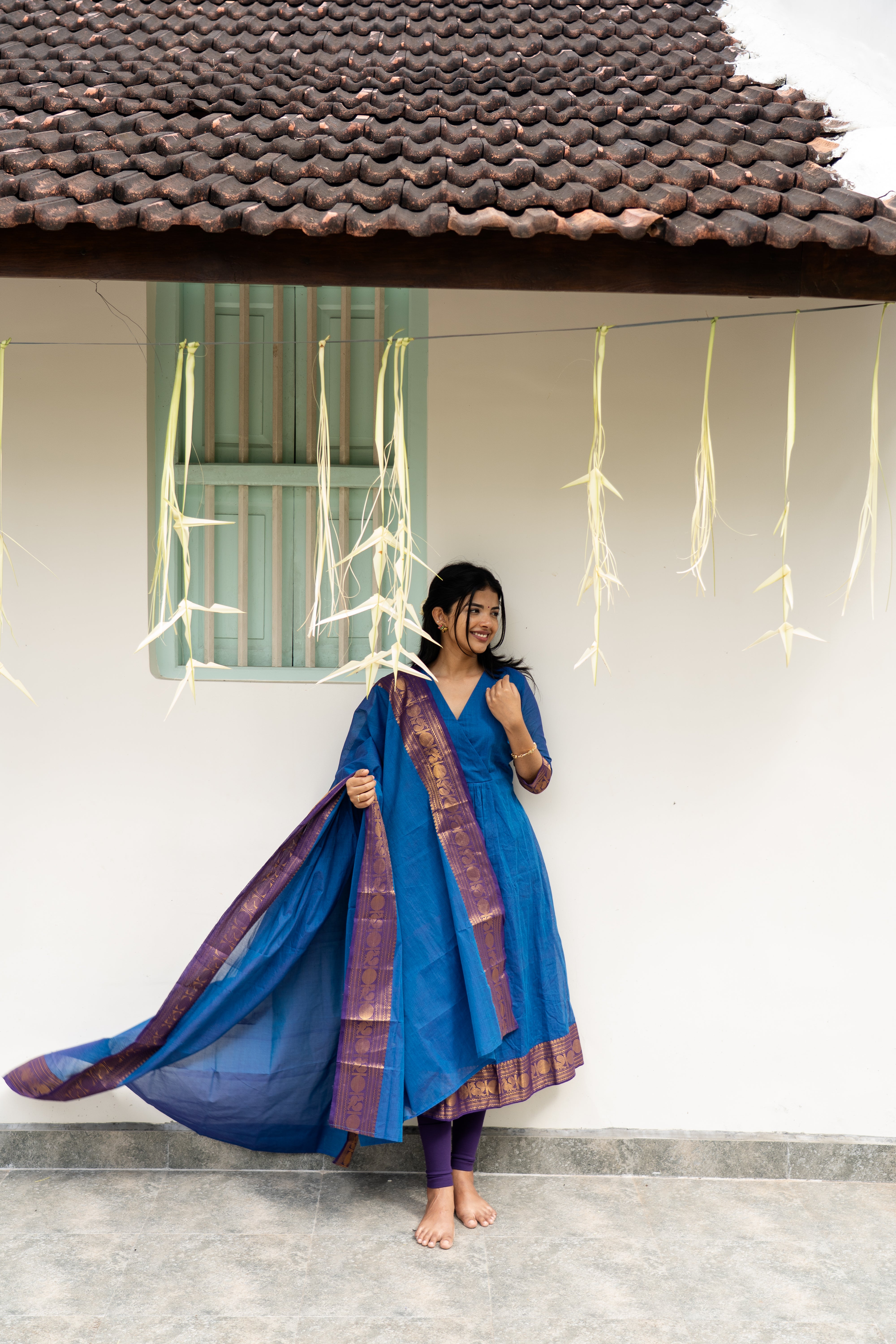 Blue Kanchi Cotton Top & Dupatta